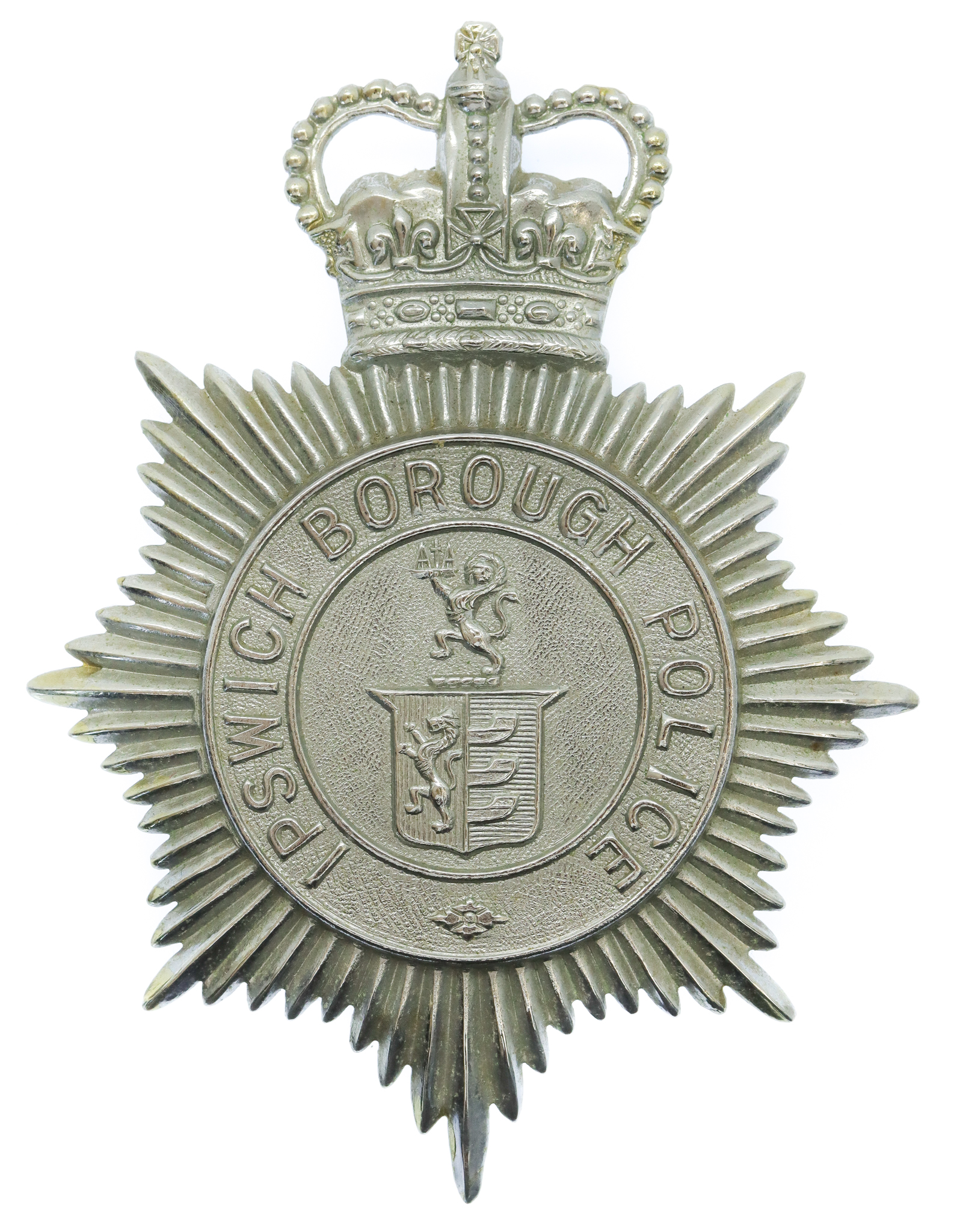 Ipswich Borough Police Helmet Plate - Queen's Crown