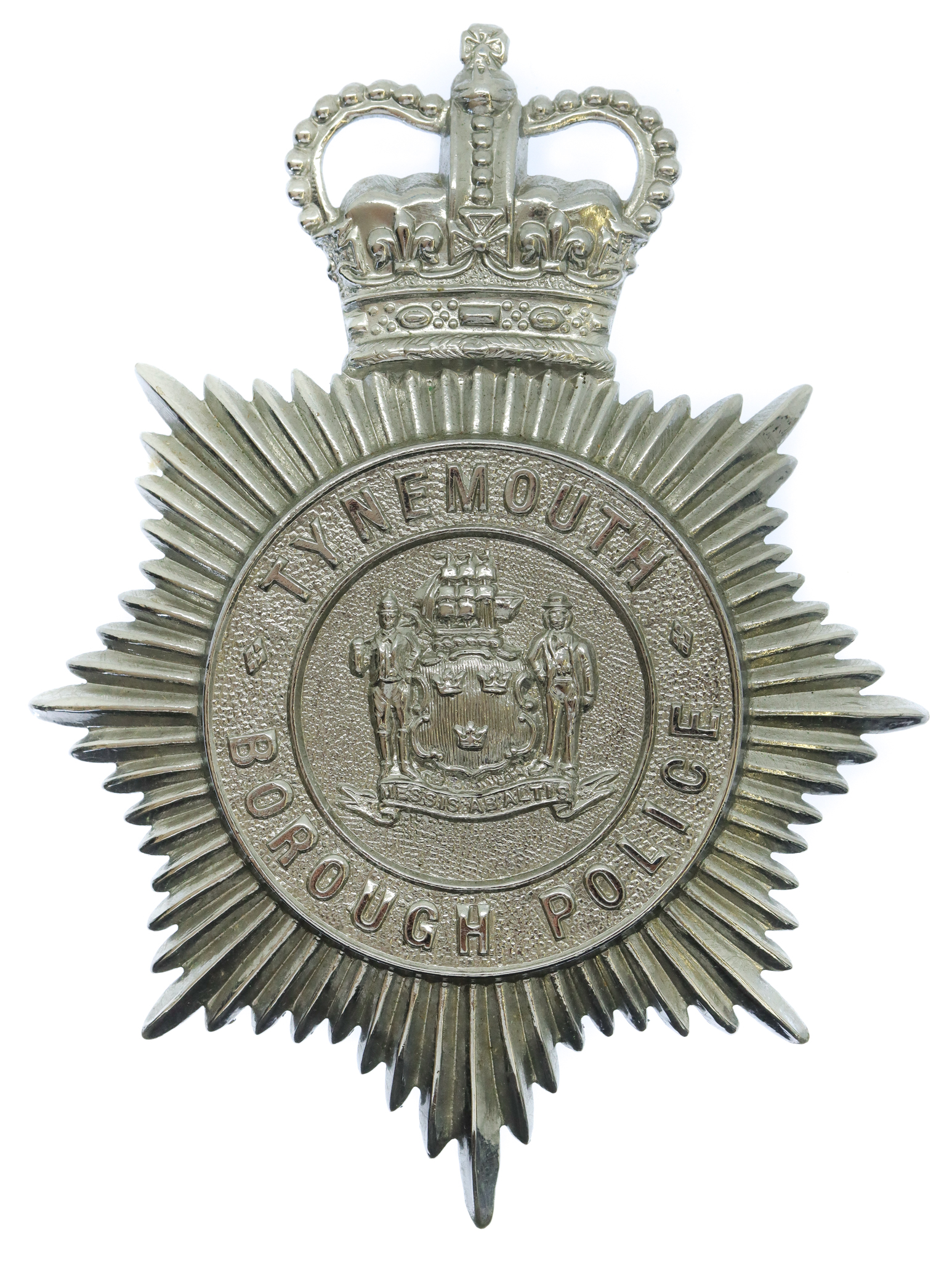 Tynemouth Borough Police Helmet Plate - Queen's Crown