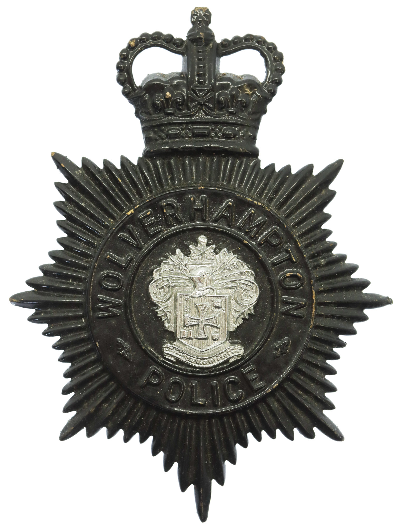 Wolverhampton Police Night Helmet Plate - Queen's Crown