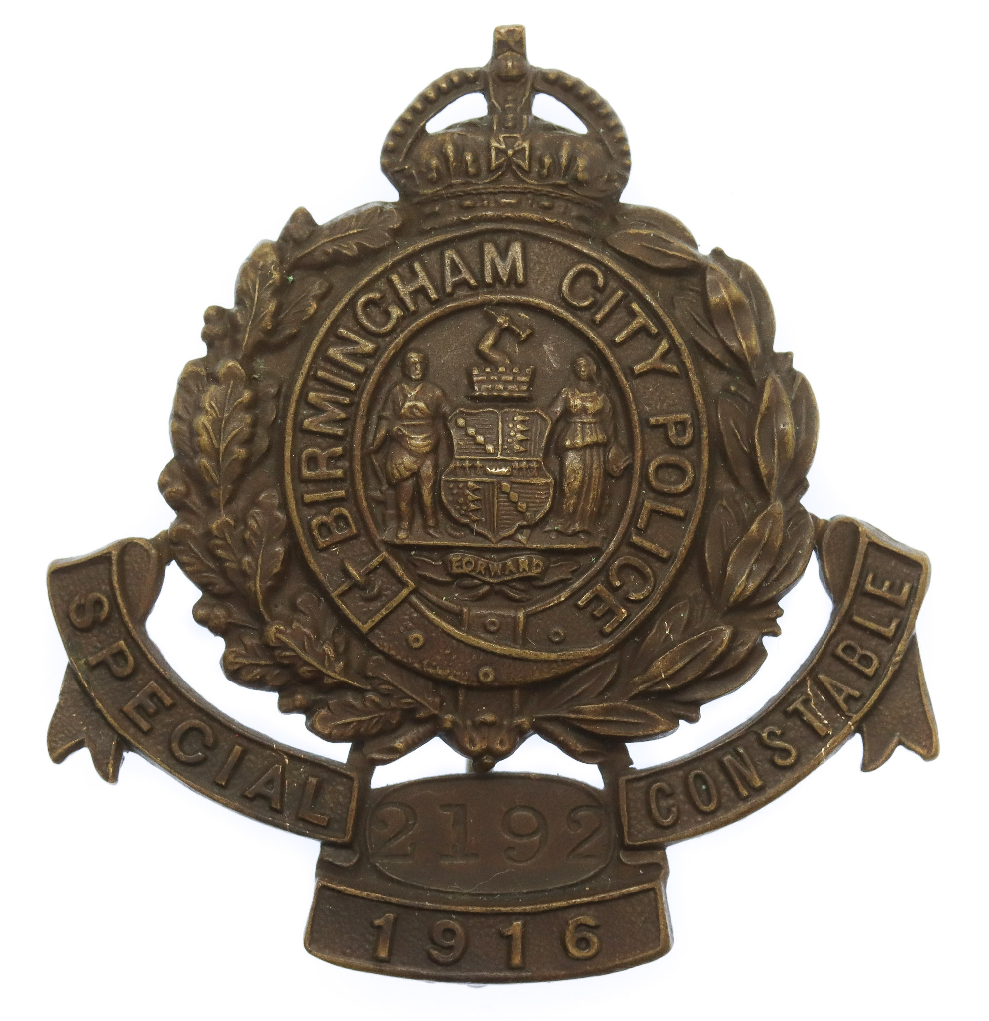 Birmingham City Police Special Constable 1916 Cap Badge 