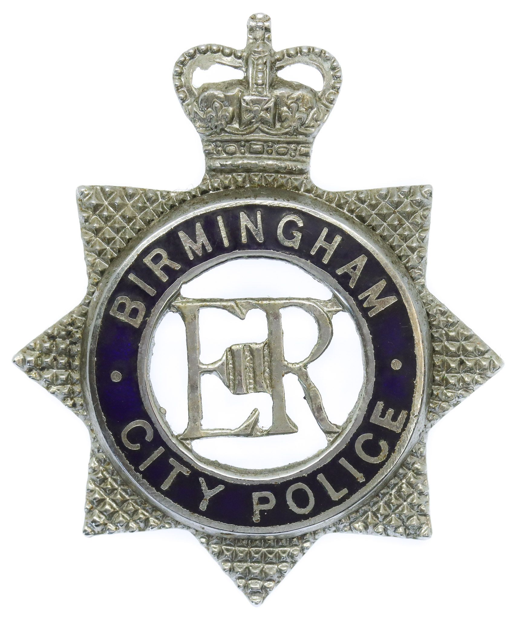Birmingham City Police Senior Officer's Enamelled Cap Badge - Queen's Crown