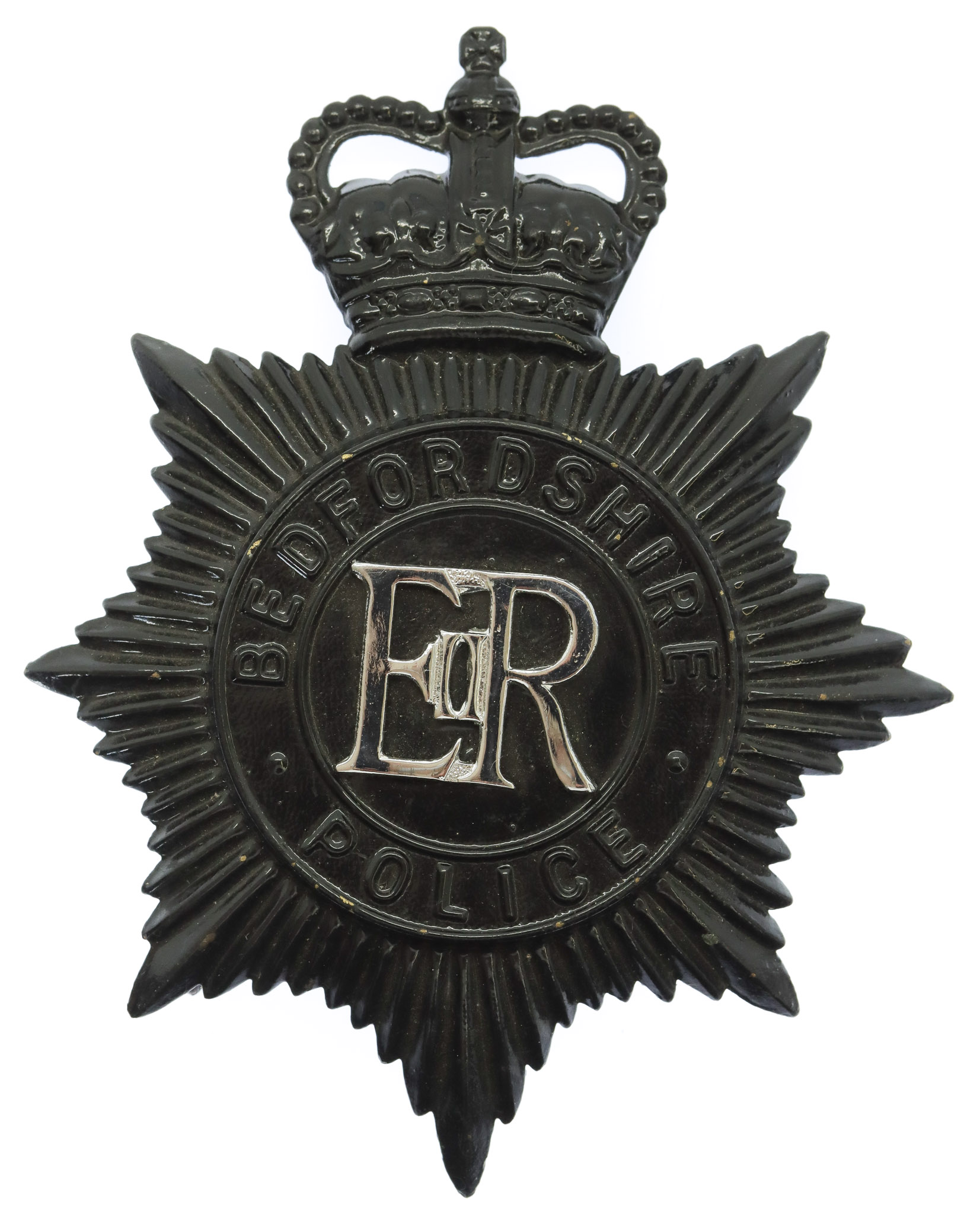 Bedfordshire Police Night Helmet Plate - Queen's Crown
