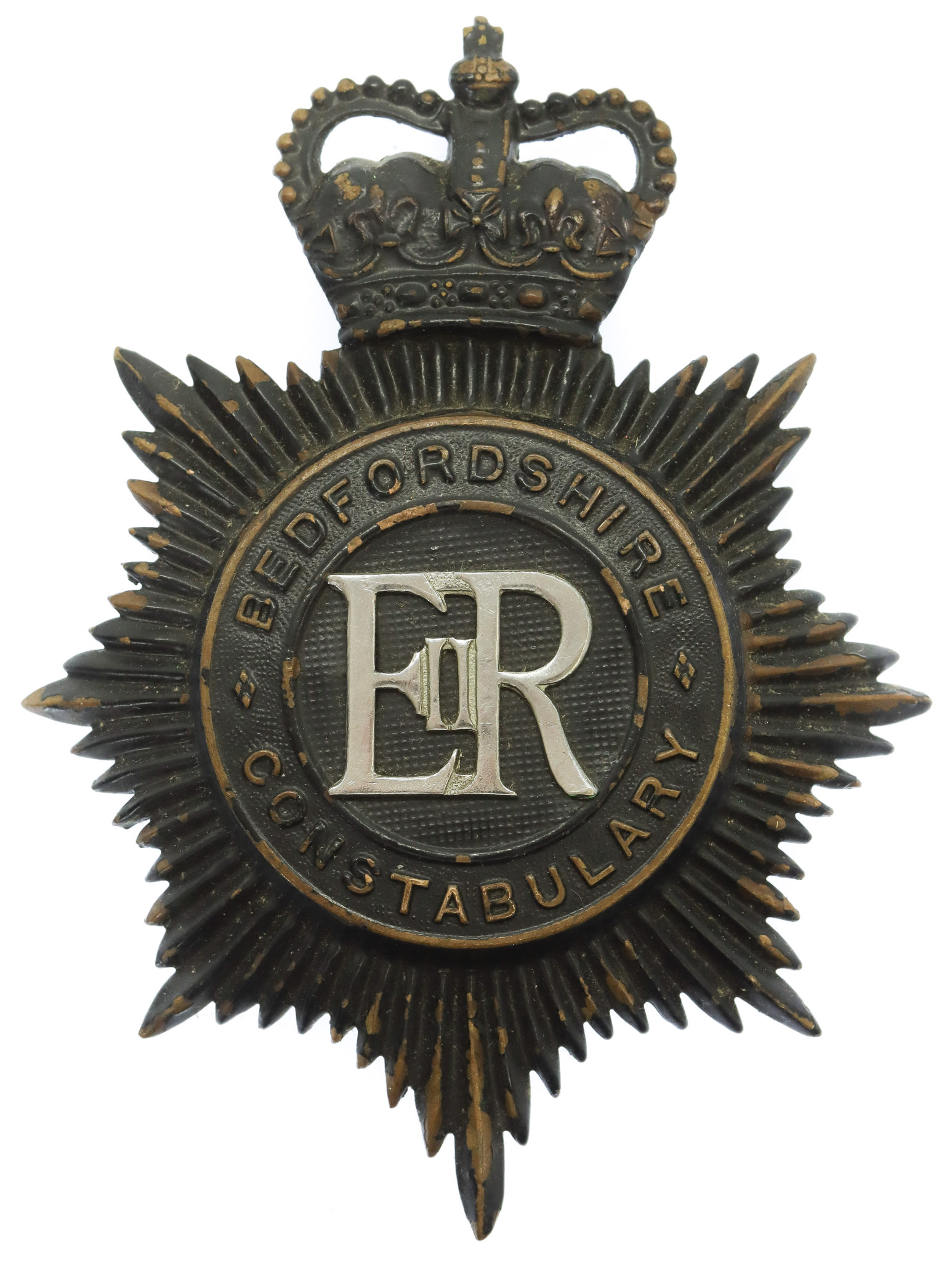 Bedfordshire Constabulary Night Helmet Plate - Queen's Crown