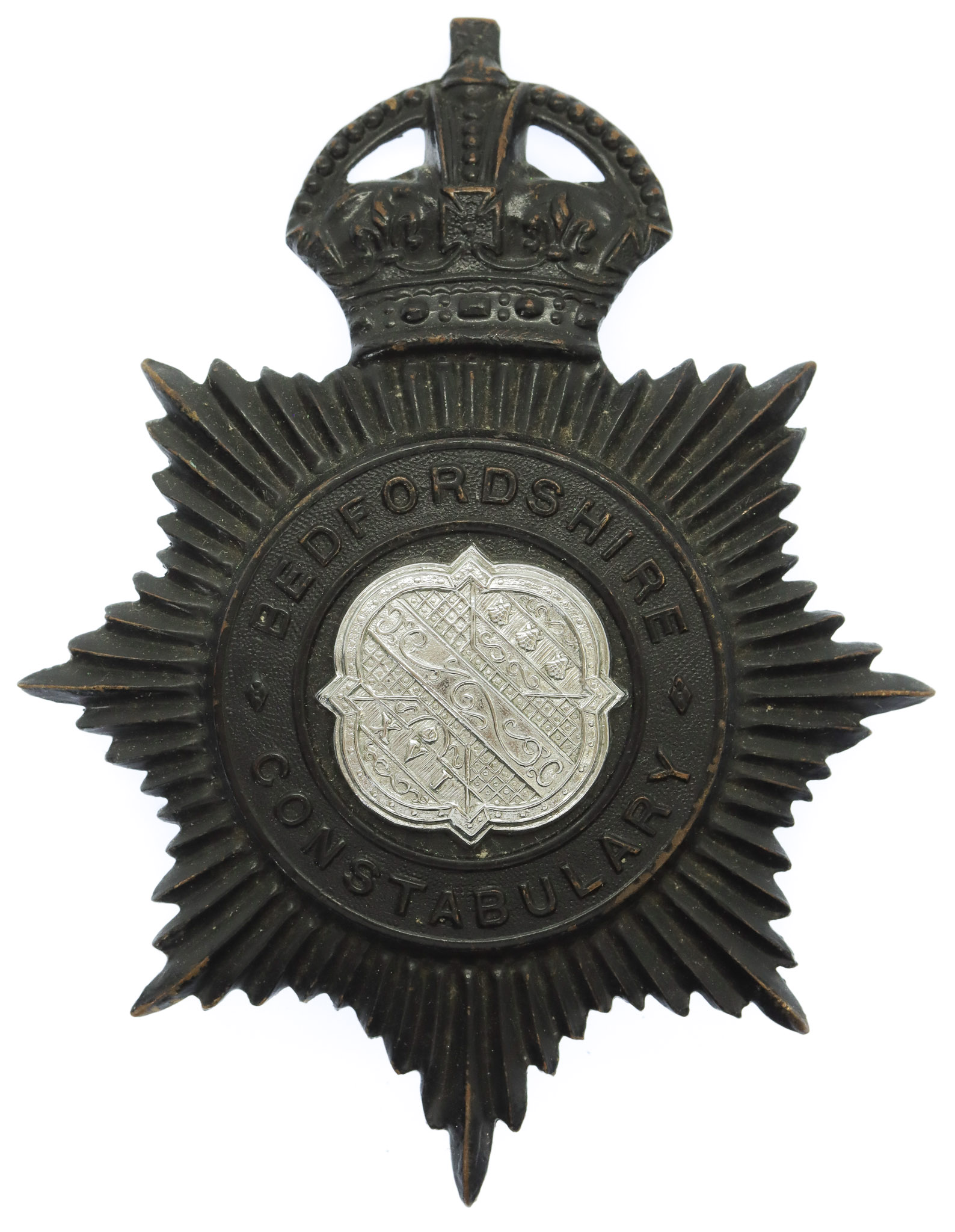 Bedfordshire Constabulary Night Helmet Plate - King's Crown