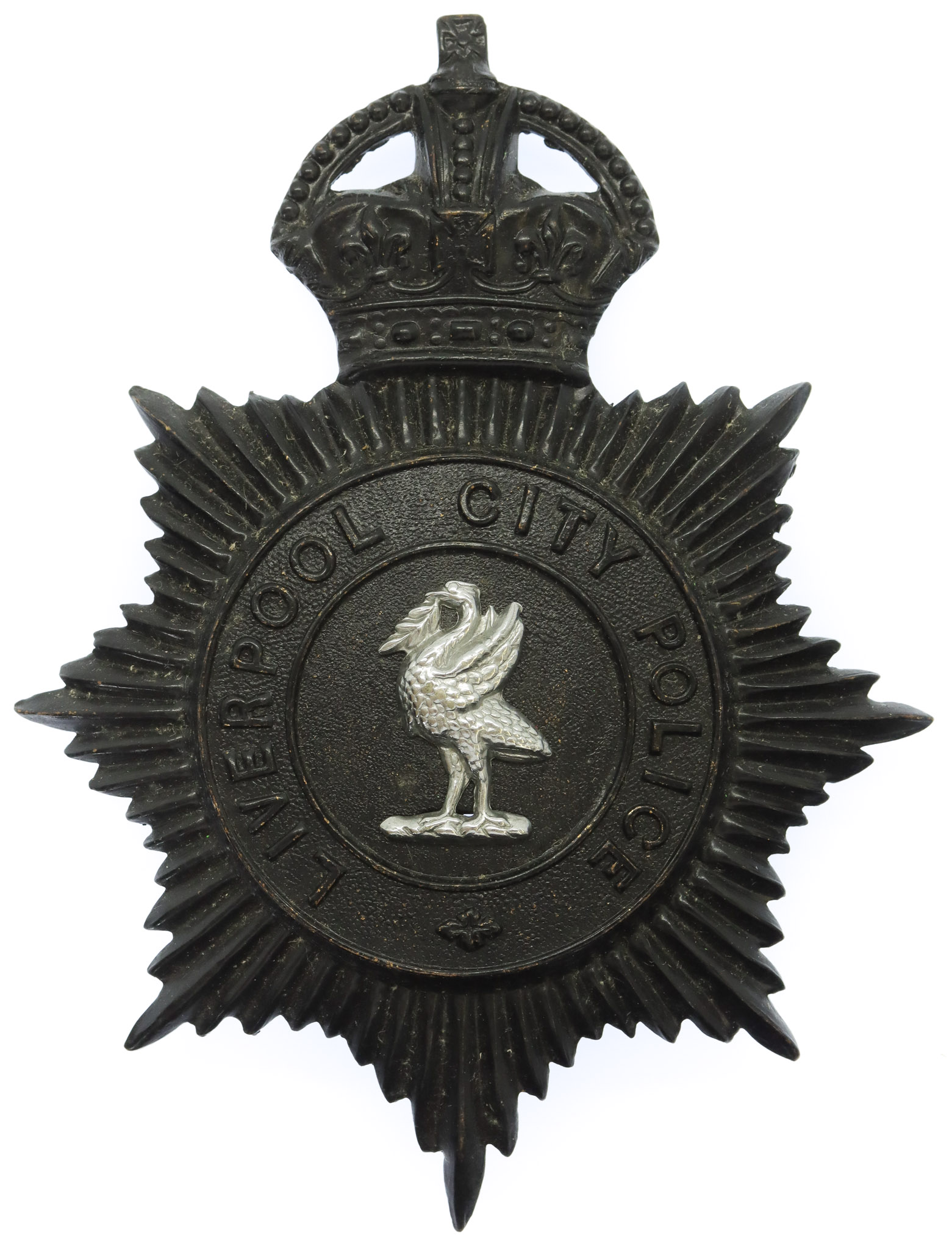 Liverpool City Police Night Helmet Plate - King's Crown