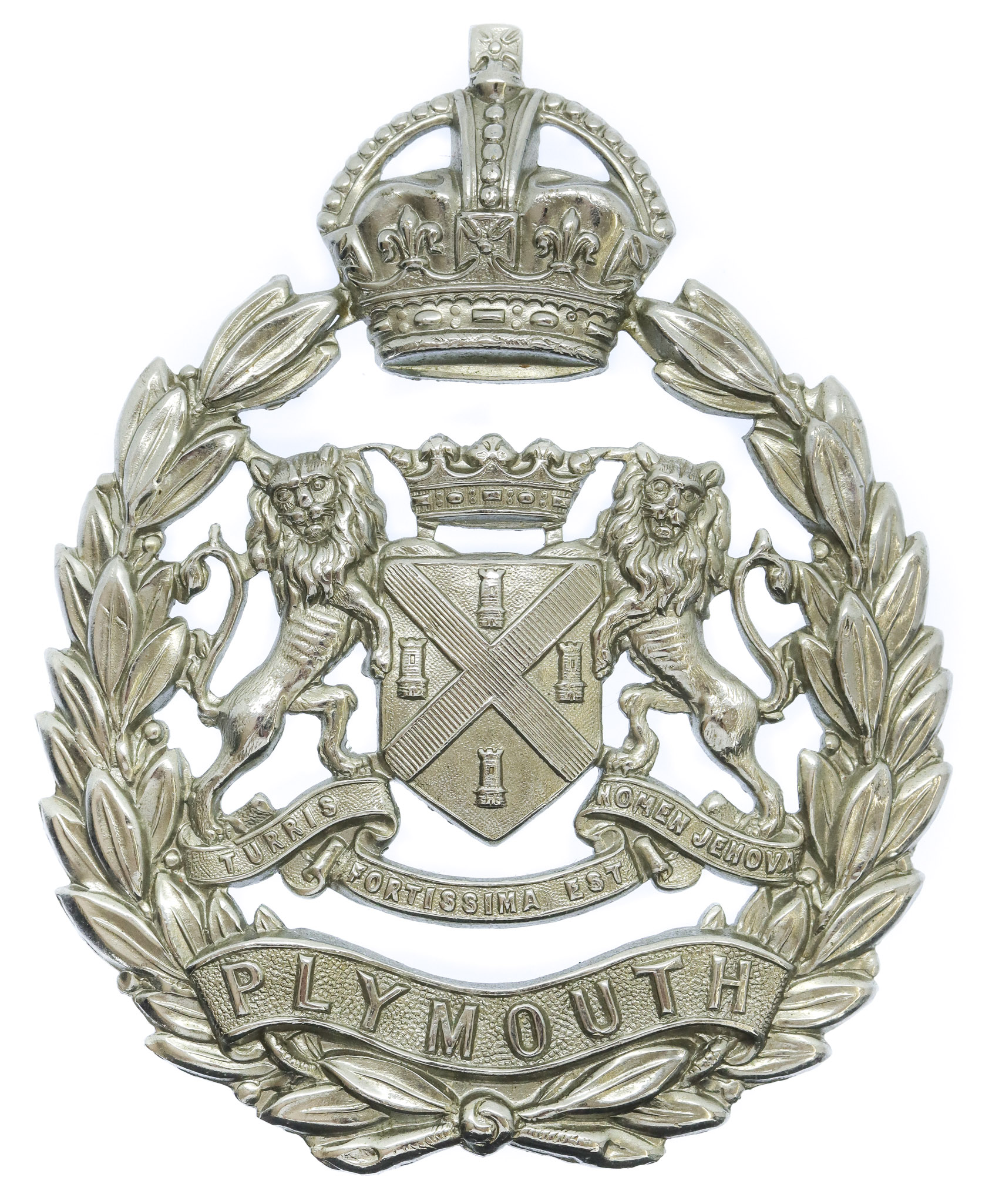 Plymouth City Police Helmet Plate - King's Crown