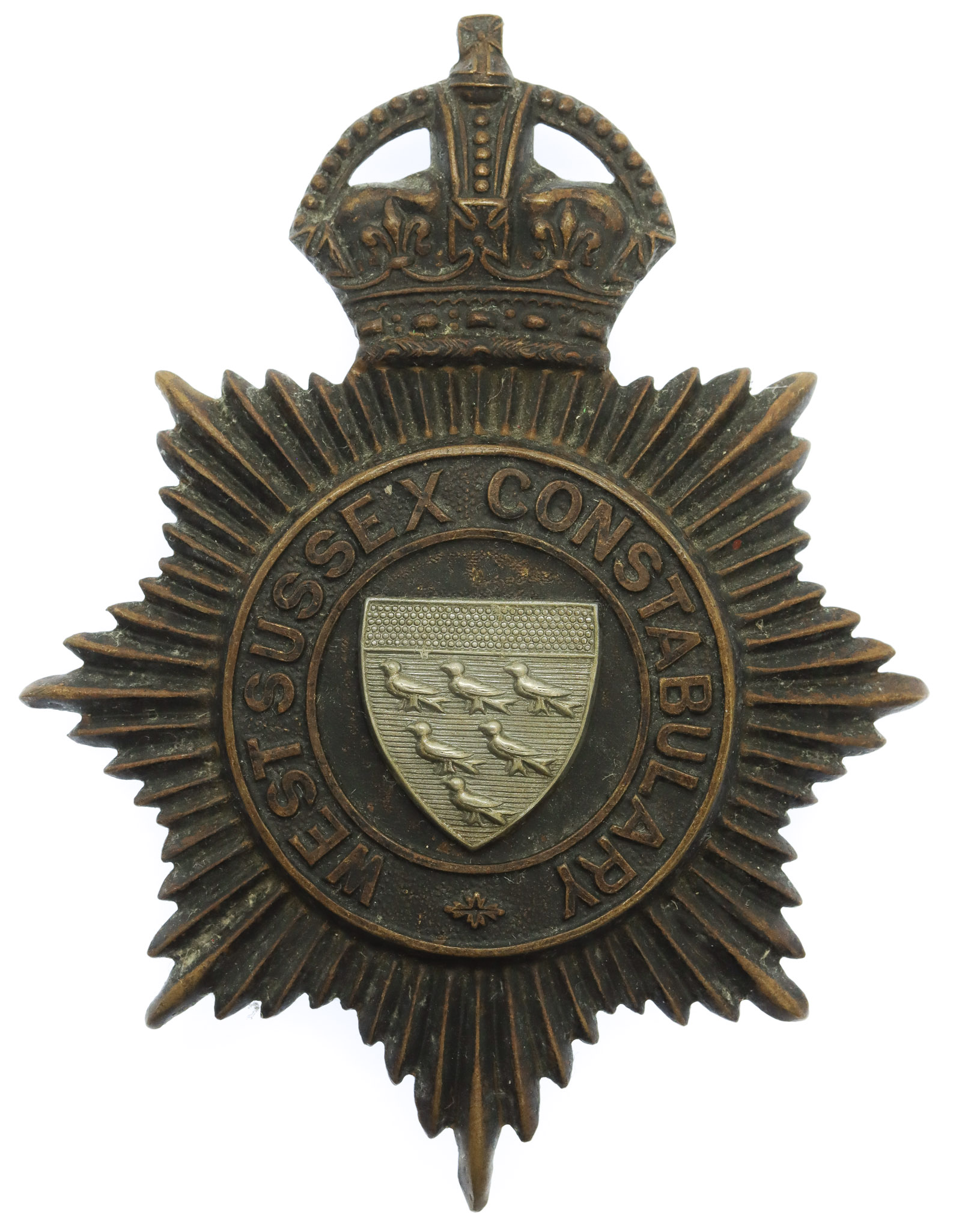 West Sussex Constabulary Helmet Plates - King's Crown 