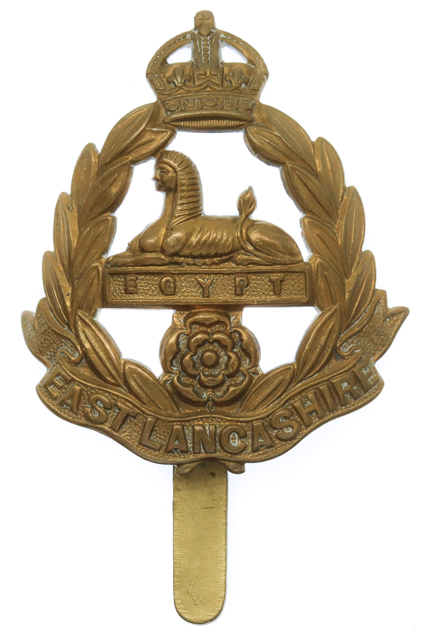 East Lancashire Regiment WW1 All Brass Economy Cap Badge