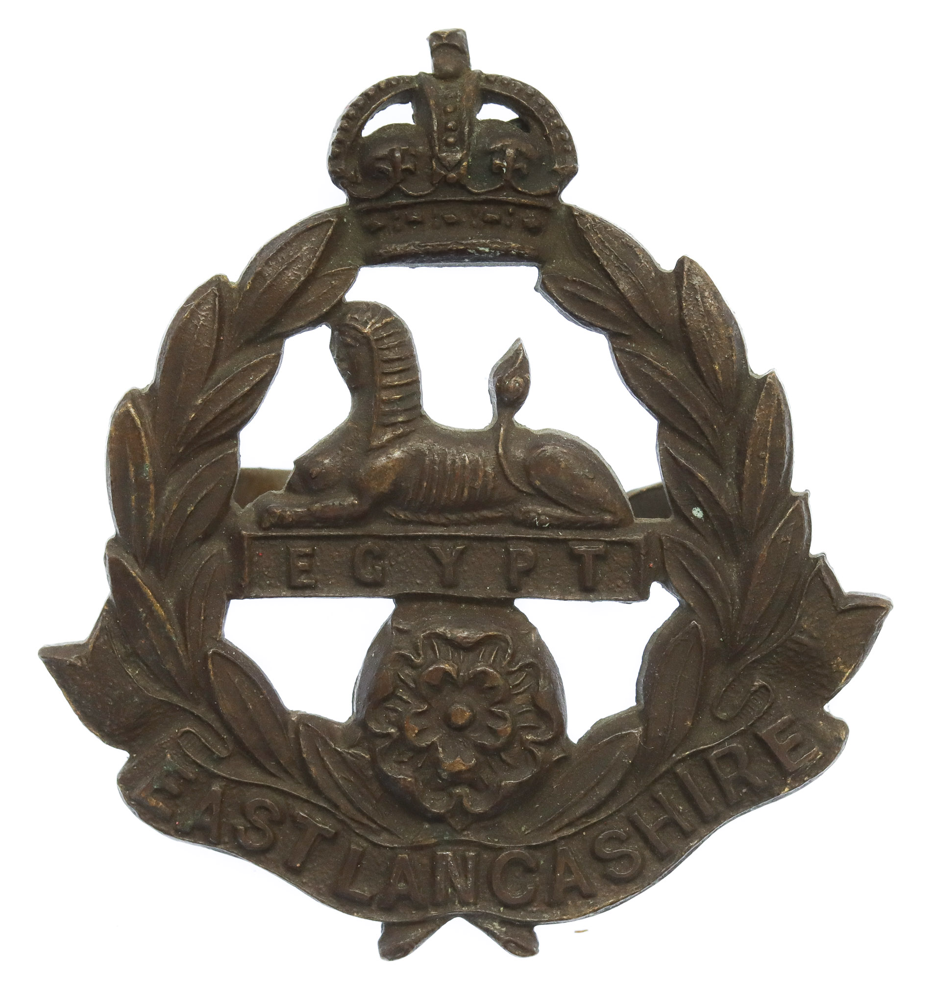 East Lancashire Regiment Officer's Service Dress Cap Badge - King's Crown