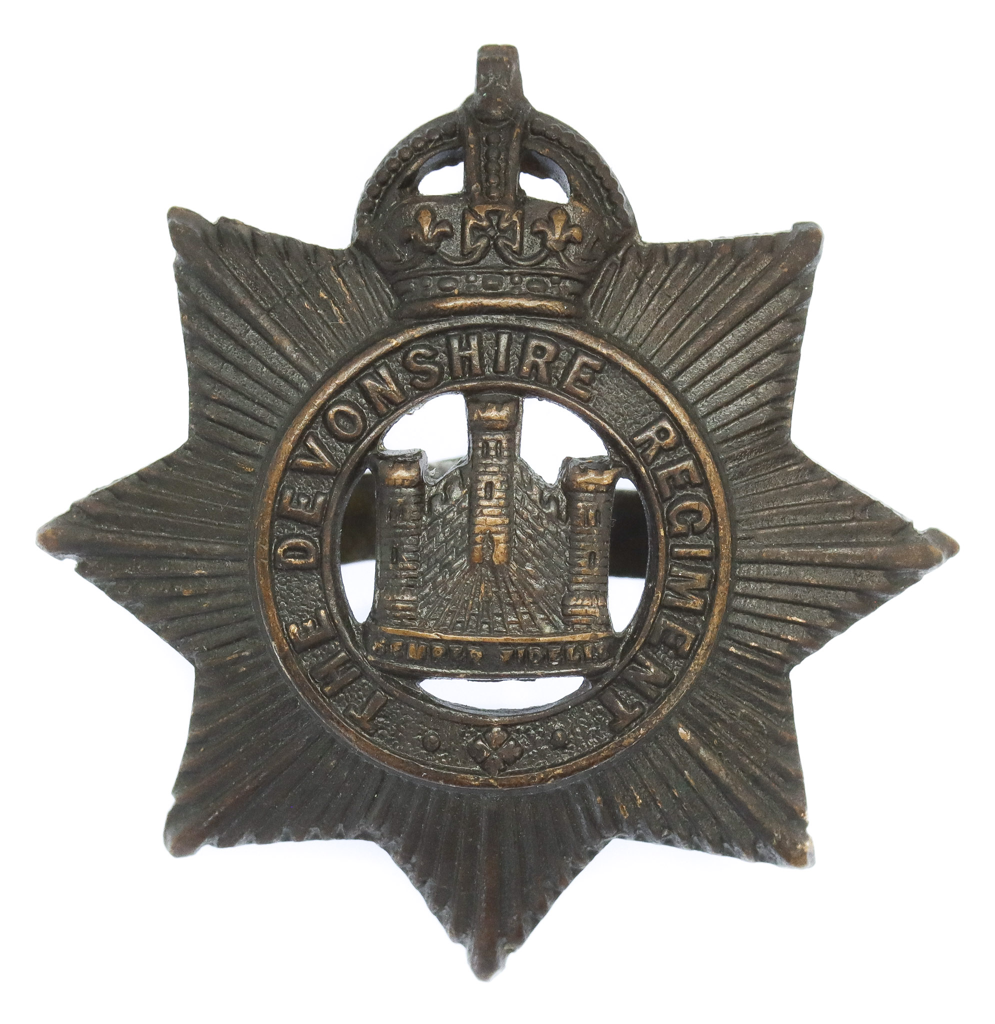 Devonshire Regiment Officer's Service Dress Cap Badge - King's Crown