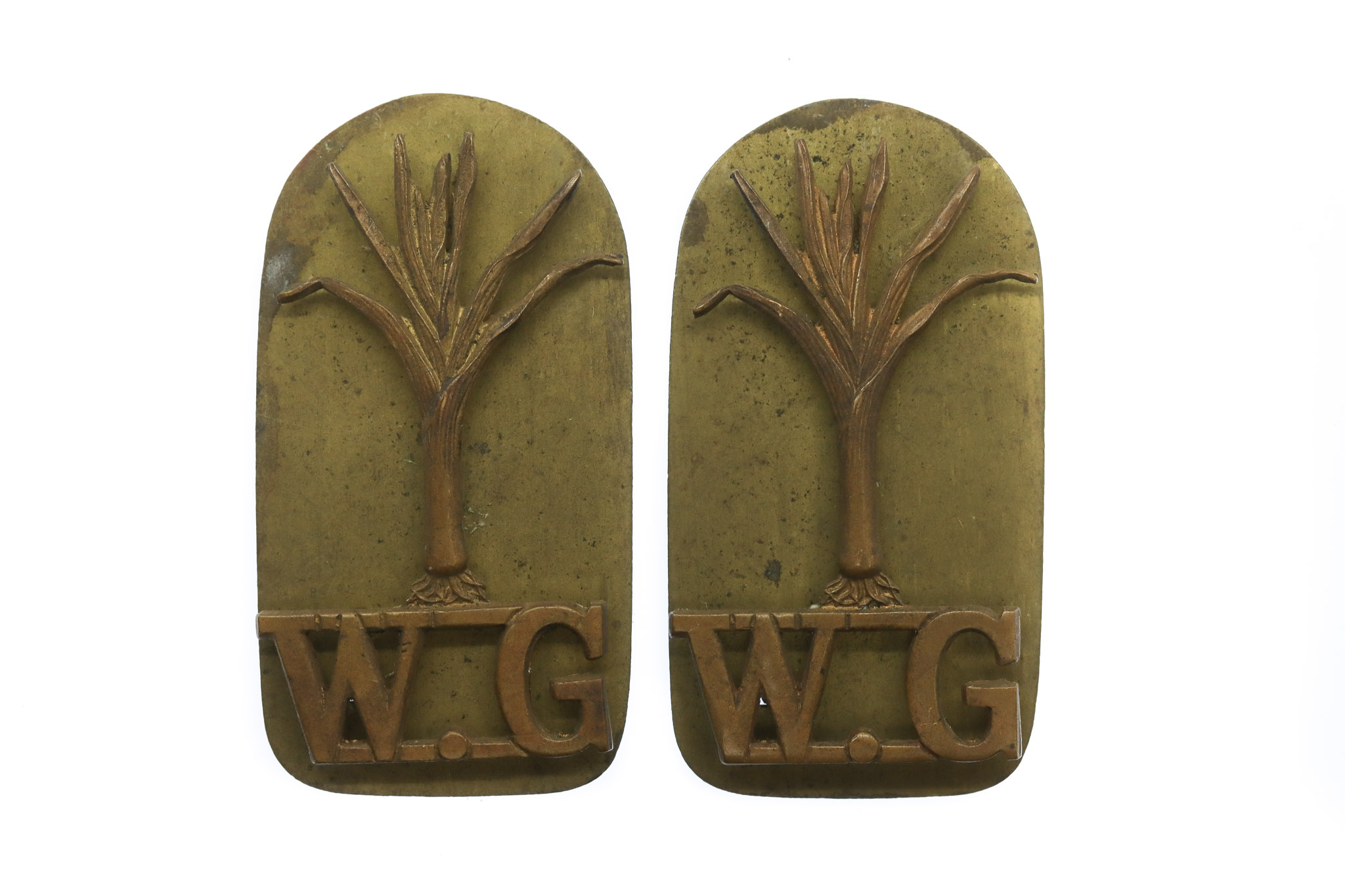 Pair of Welsh Guards Brass Shoulder Titles