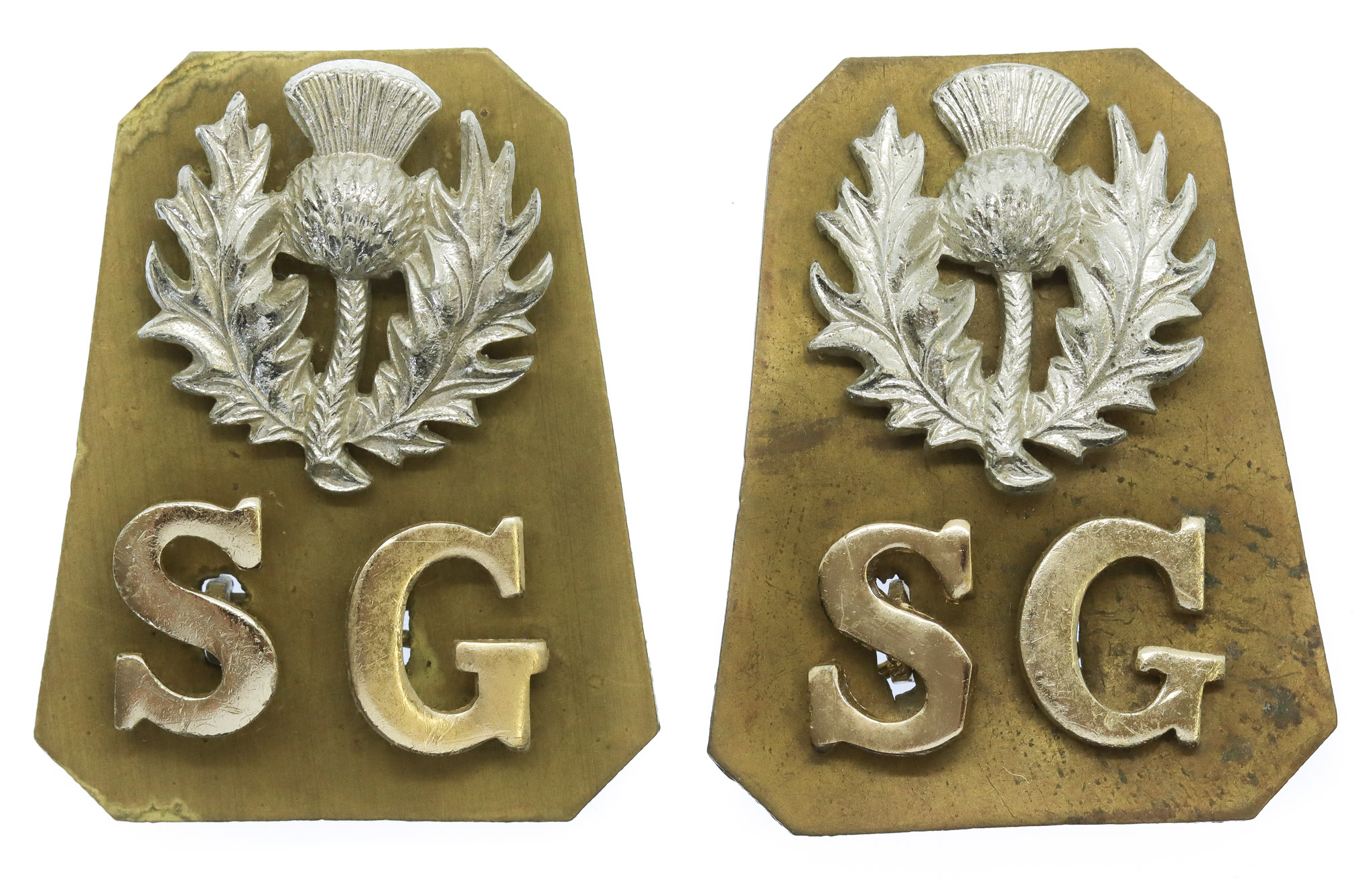 Pair of Scots Guards Anodised (Staybrite) Shoulder Titles