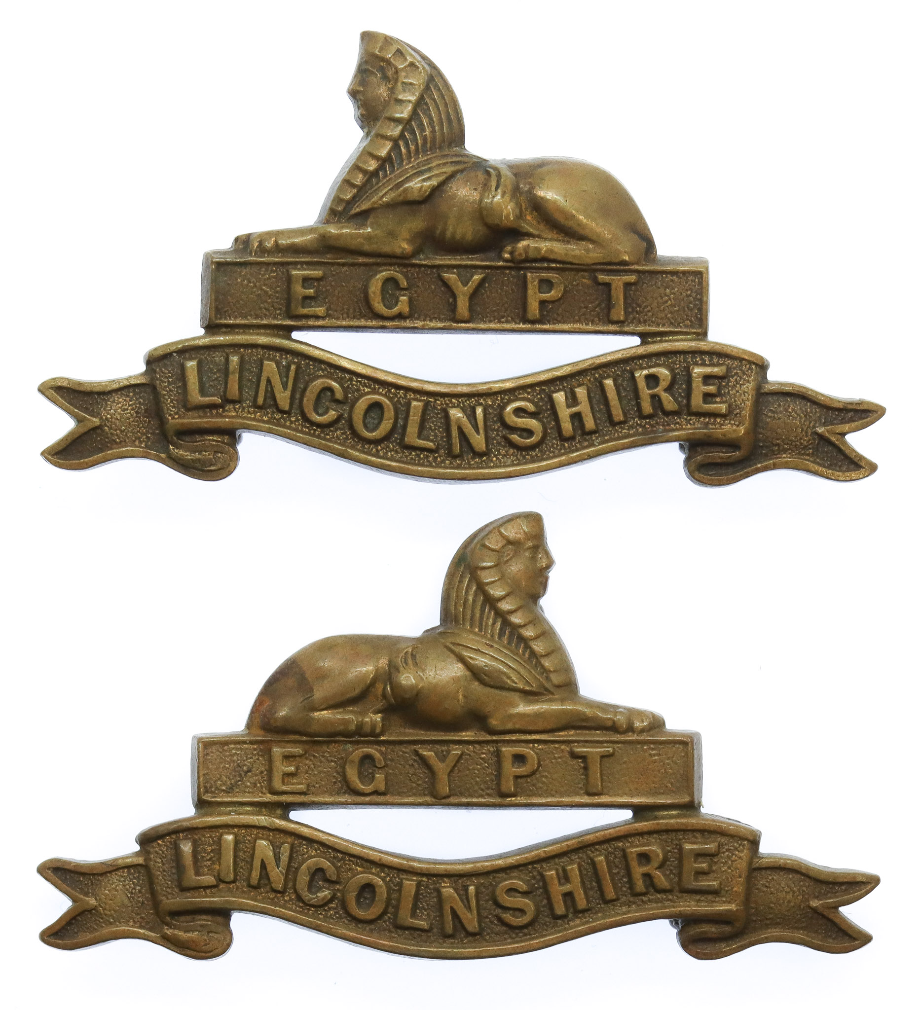 Pair of Lincolnshire Regiment Officer's Service Dress Collar Badges