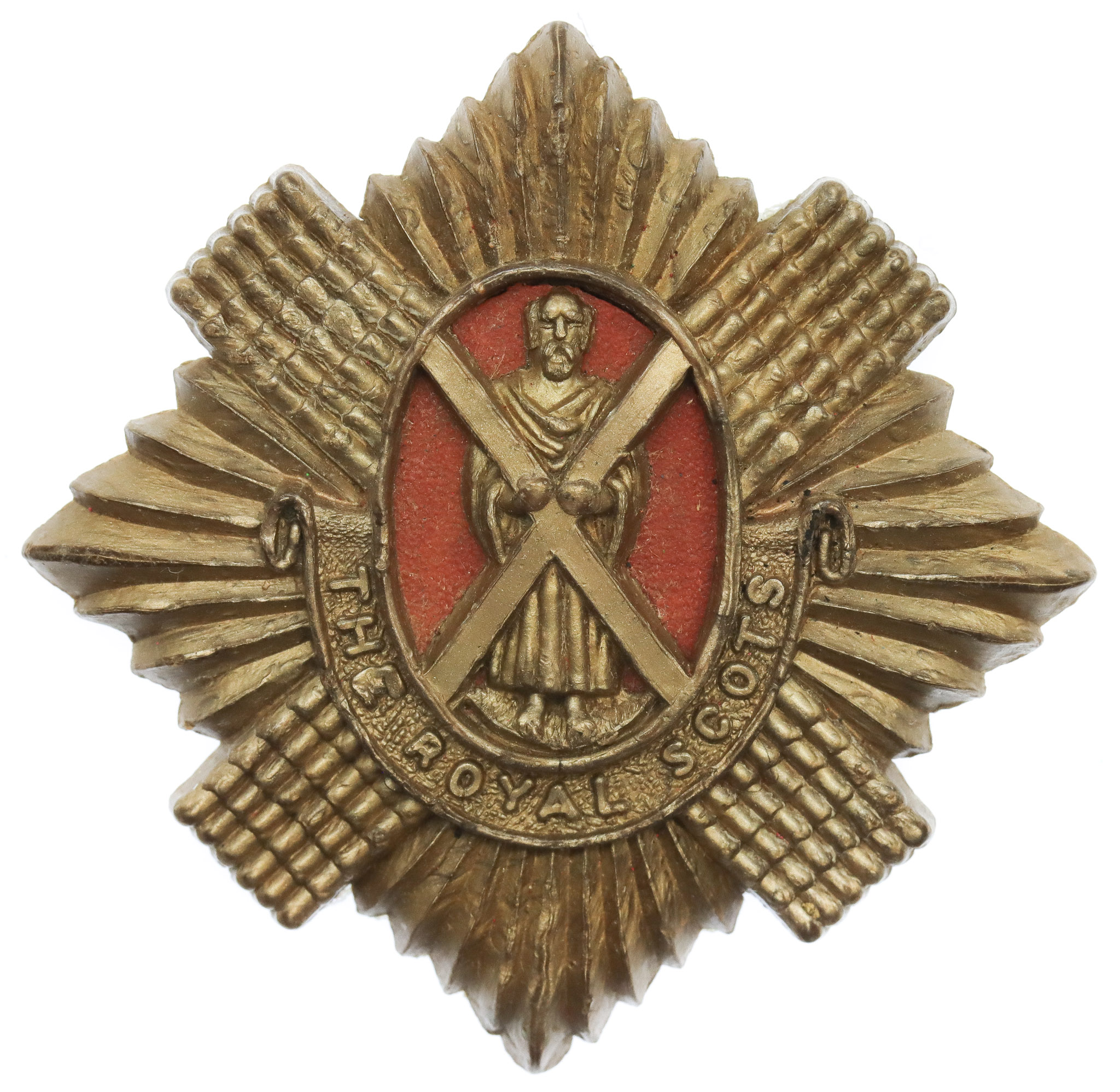 Royal Scots WW2 Plastic Economy Cap Badge