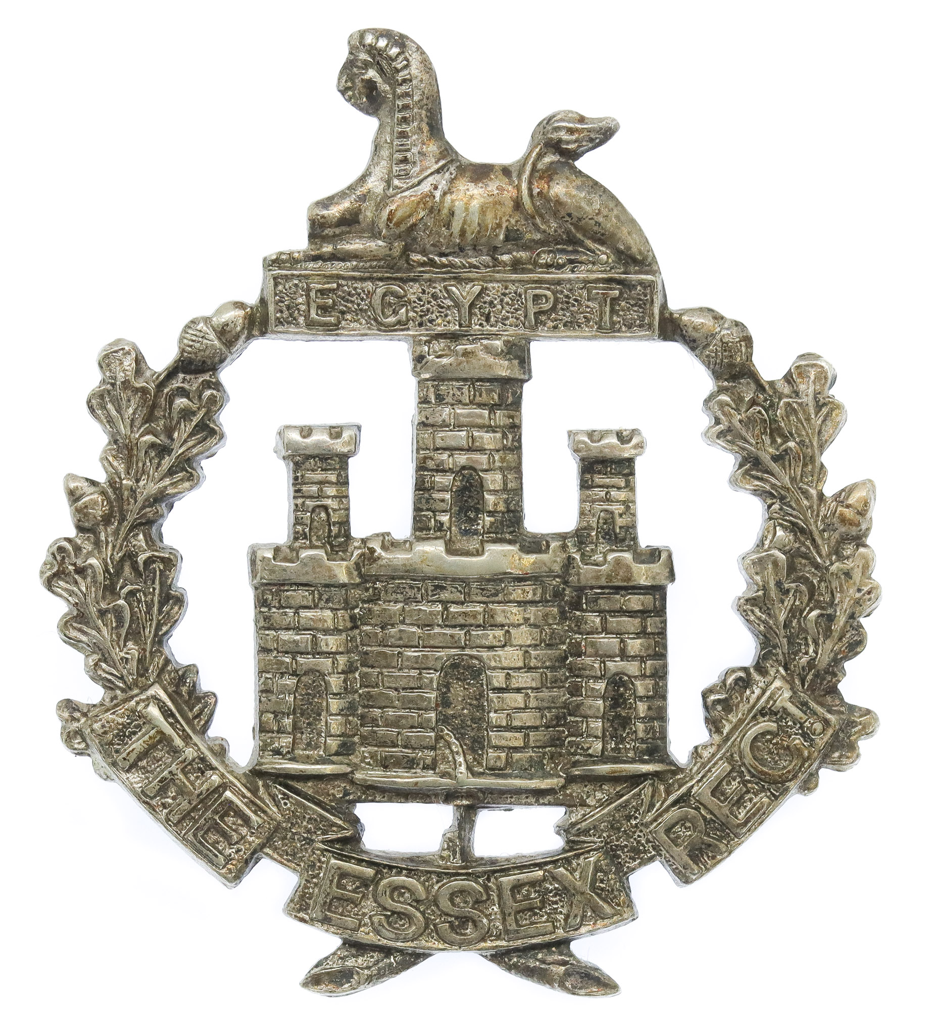 Essex Regiment Officer's Silvered Cap Badge