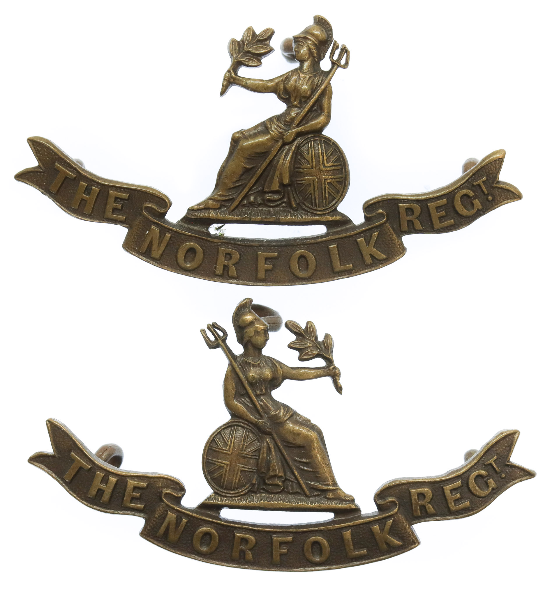 Pair of Norfolk Regiment Officer's Service Dress Collar Badges