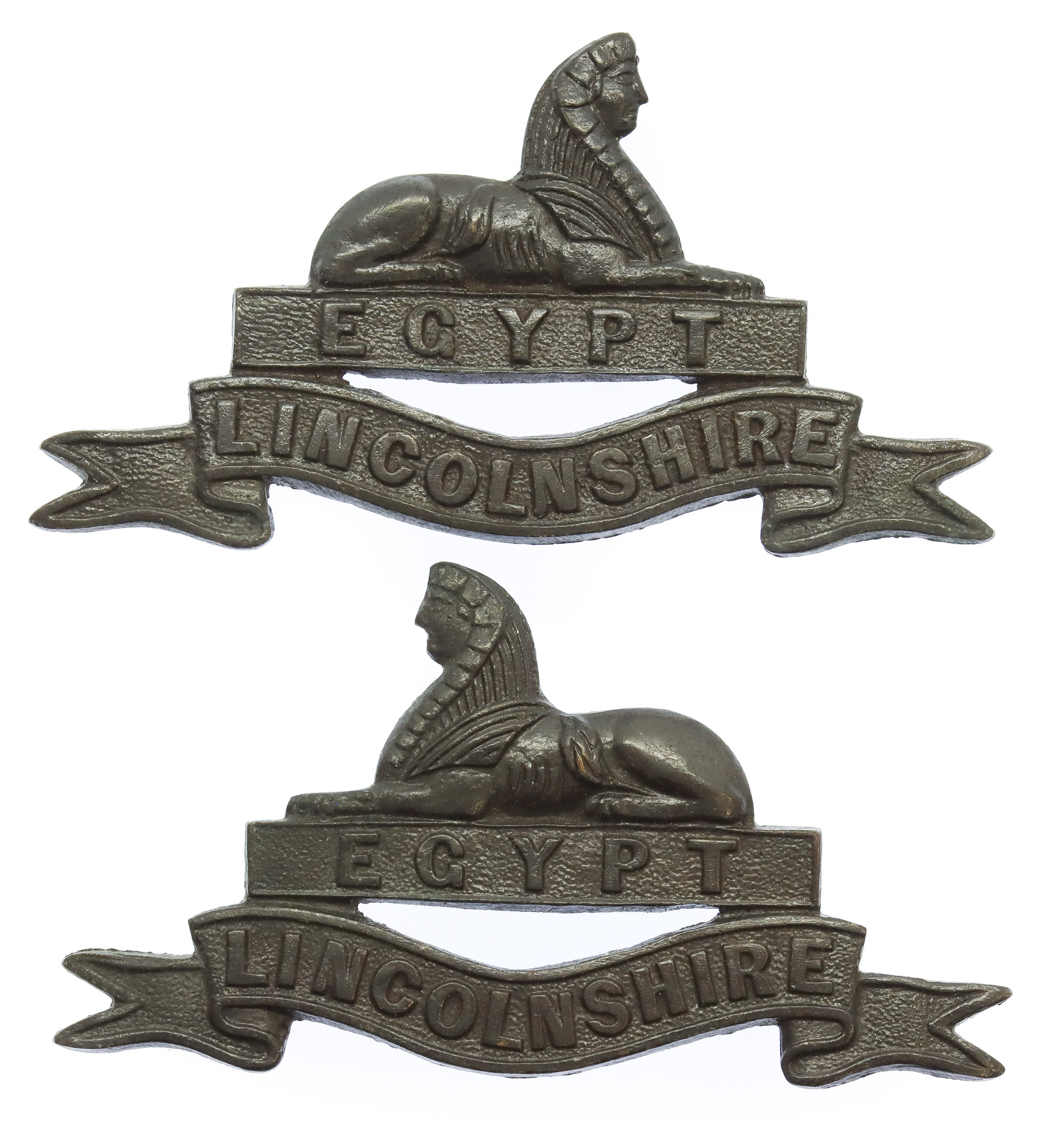 Pair of Lincolnshire Regiment Officer's Service Dress Collar Badges