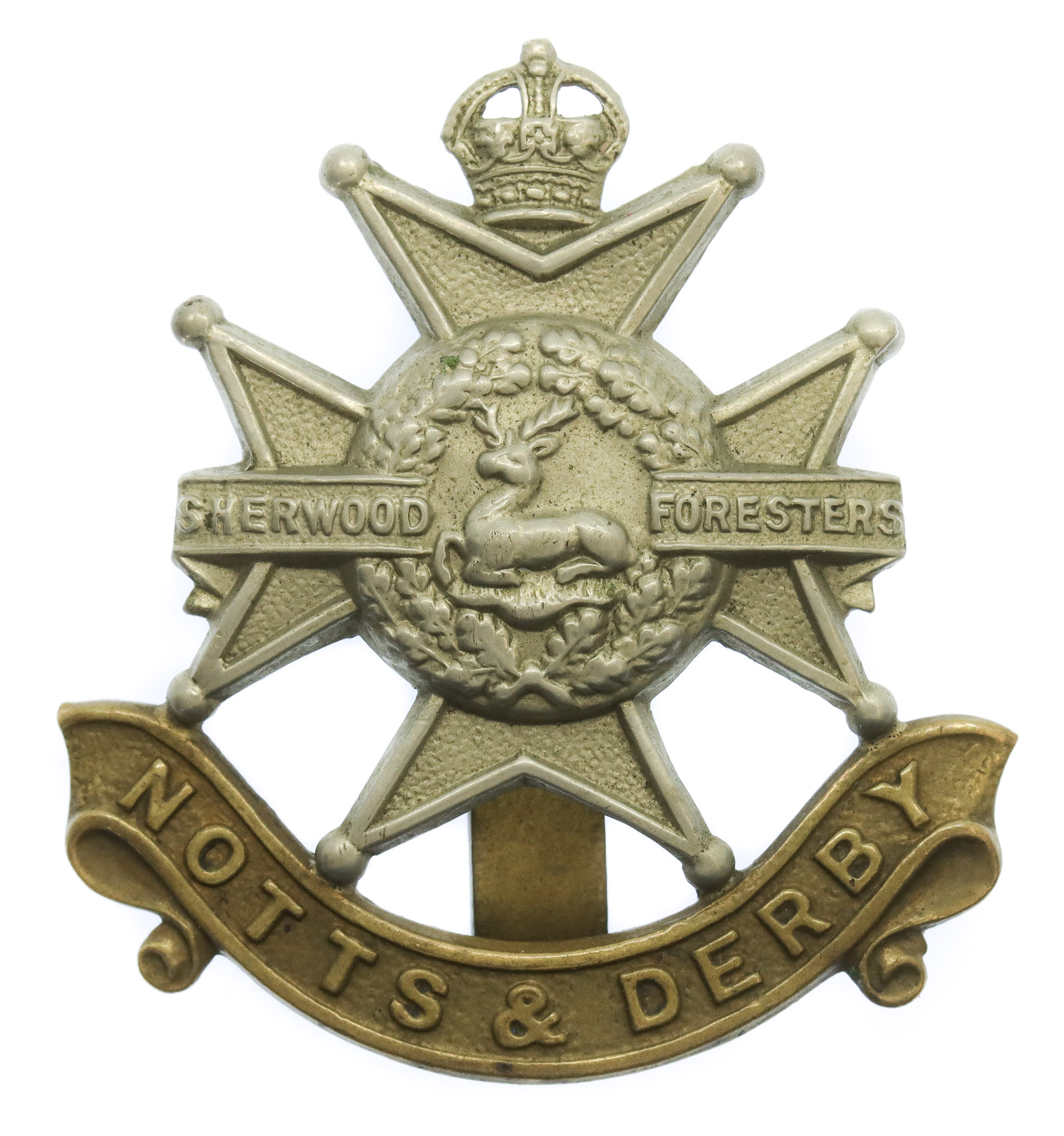 Notts & Derby Regiment (Sherwood Foresters) Cap Badge - King's Crown