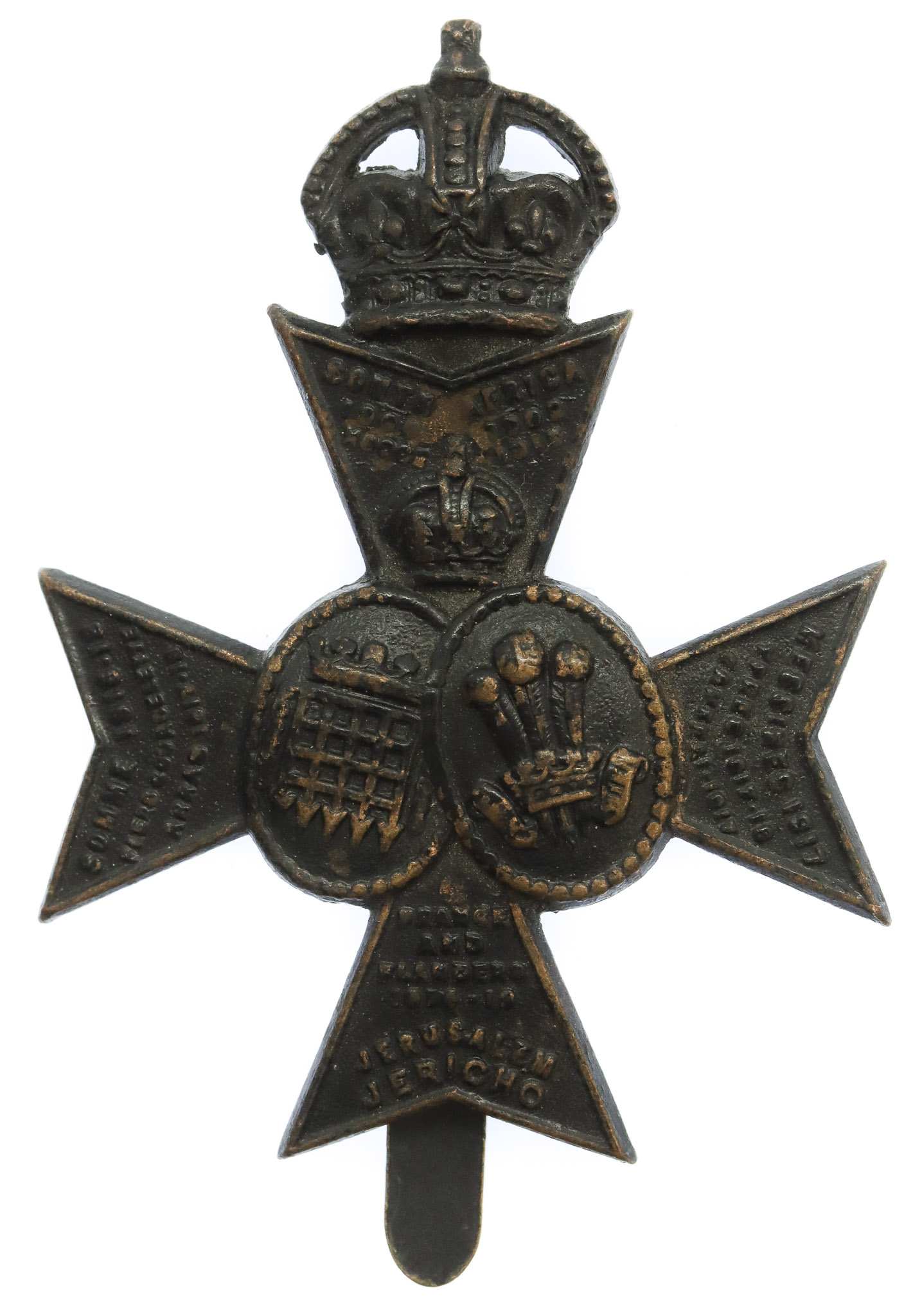 16th Battalion (Queen's Westminster & Civil Service Rifles) London Regiment Cap Badge - King's Crown