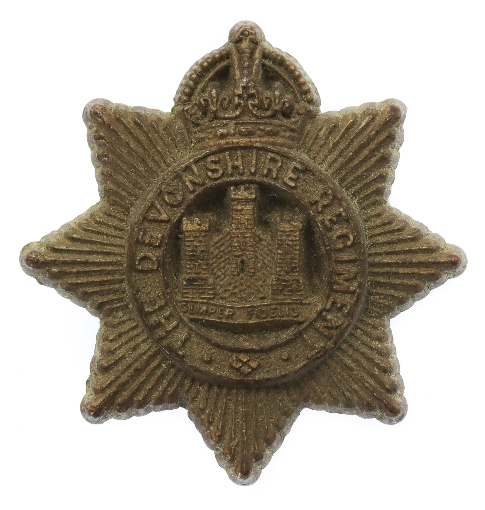Devonshire Regiment WW2 Plastic Economy Cap Badge