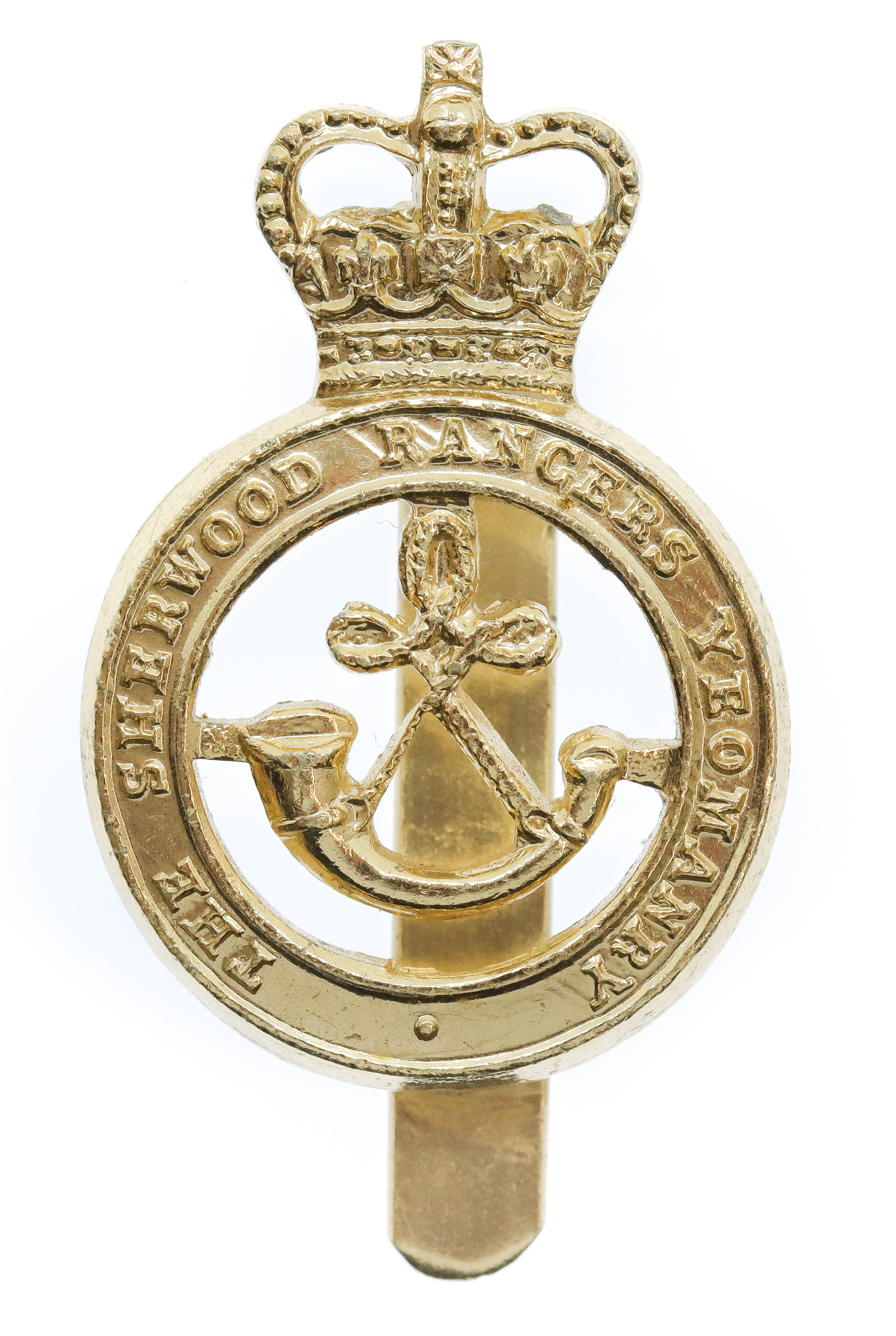 Sherwood Rangers Yeomanry Anodised (Staybrite) Cap Badge - Queen's Crown