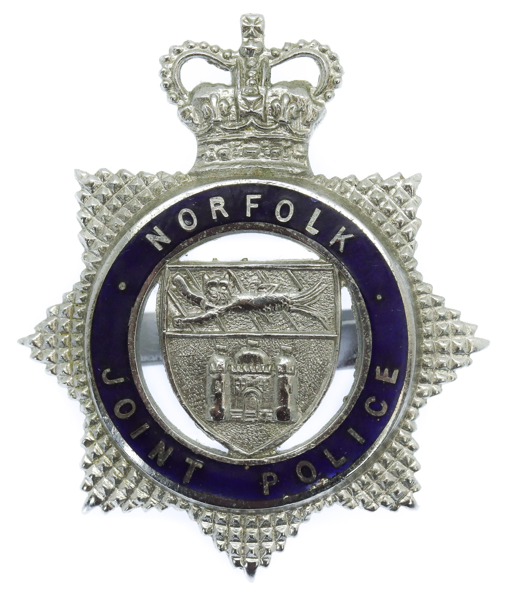 Norfolk Joint Police Senior Officer's Enamelled Cap Badge - Queen's Crown