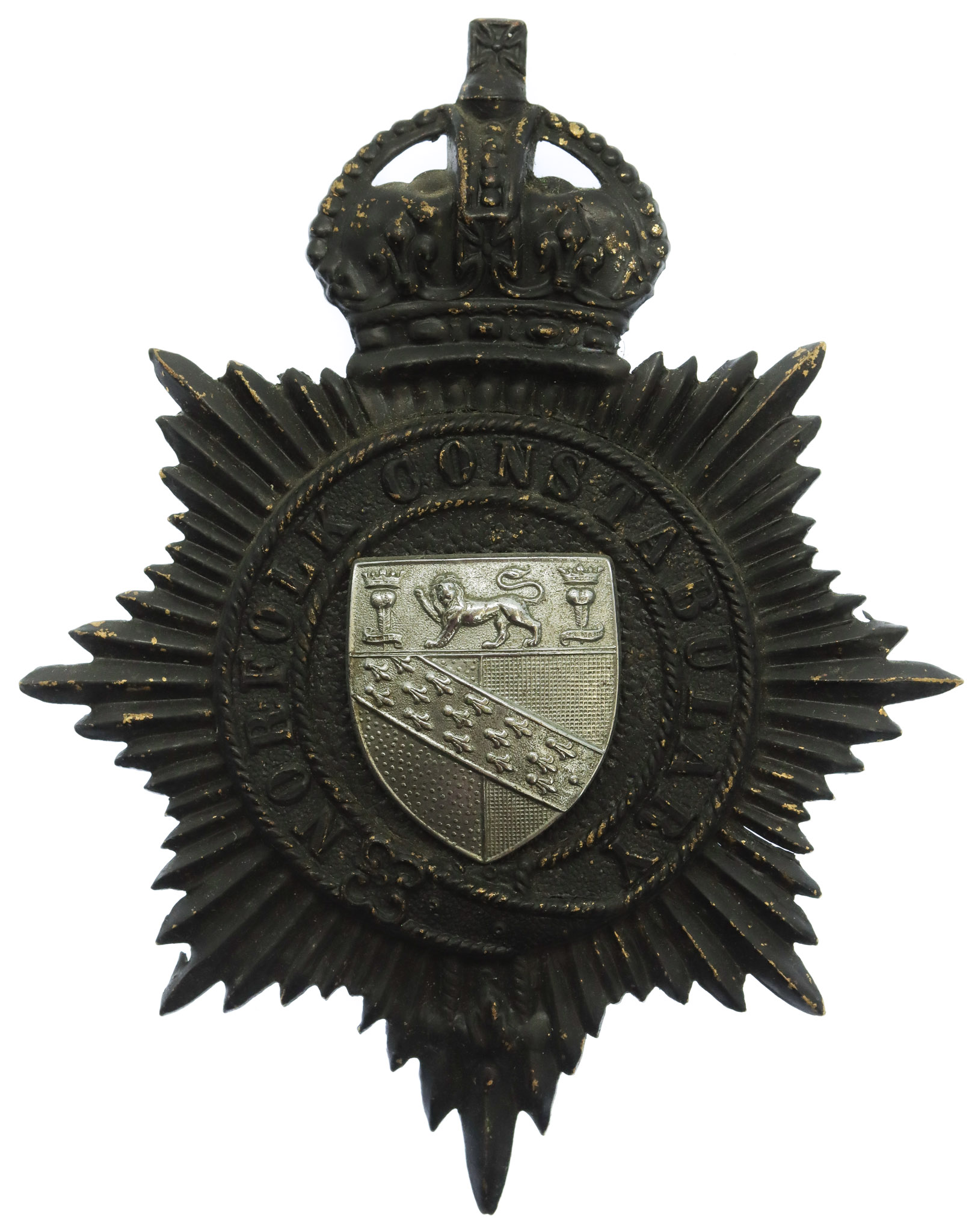 Norfolk Constabulary Night Helmet Plate - King's Crown