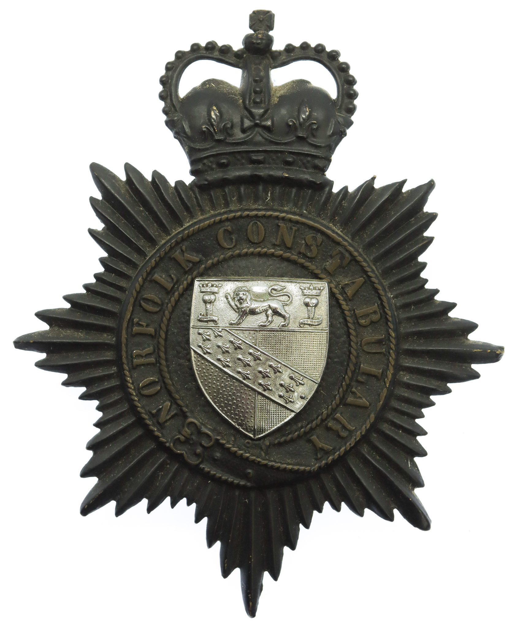 Norfolk Constabulary Night Helmet Plate - Queen's Crown
