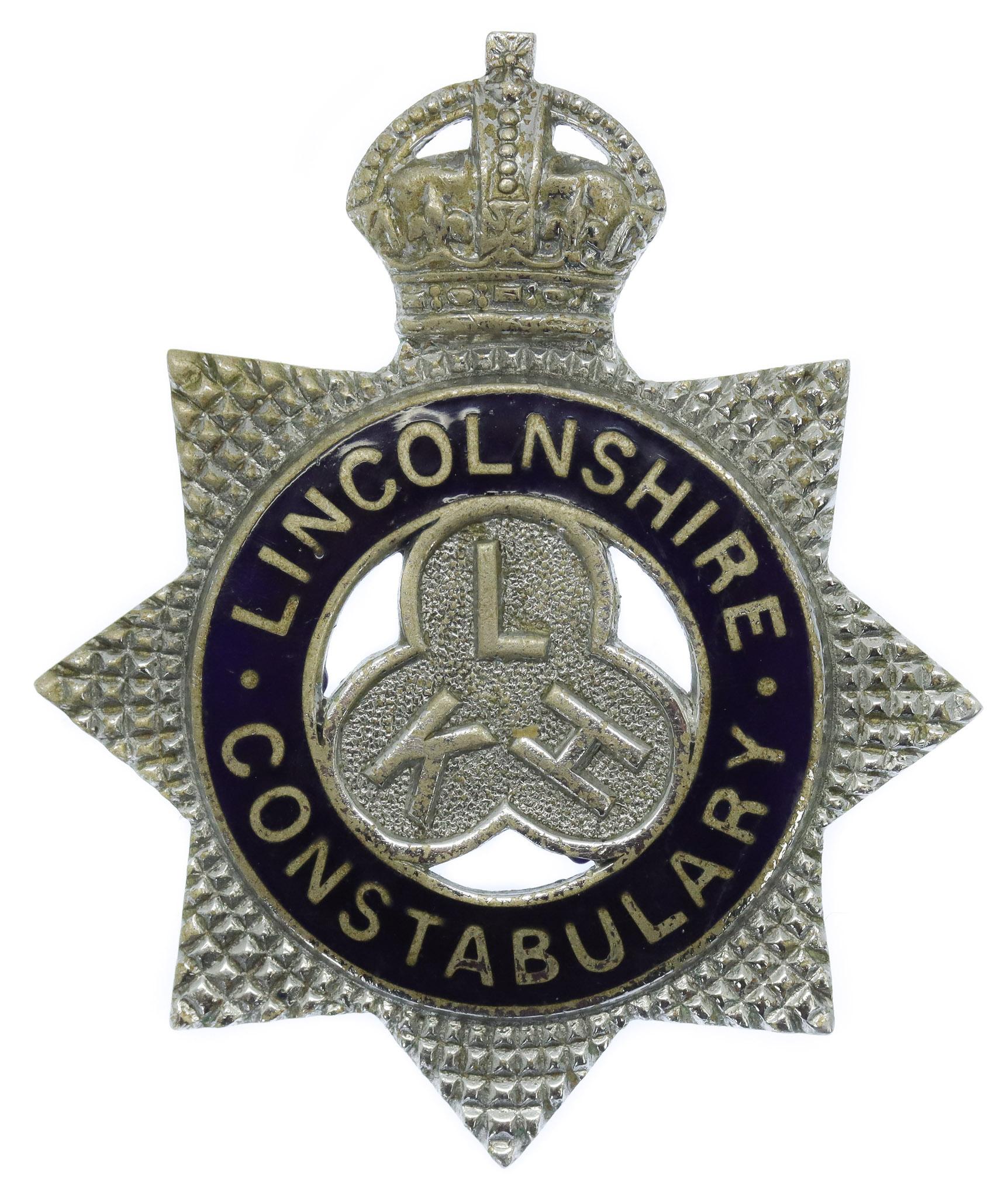 Lincolnshire Constabulary Senior Officer's Enamelled Cap Badge - King's Crown