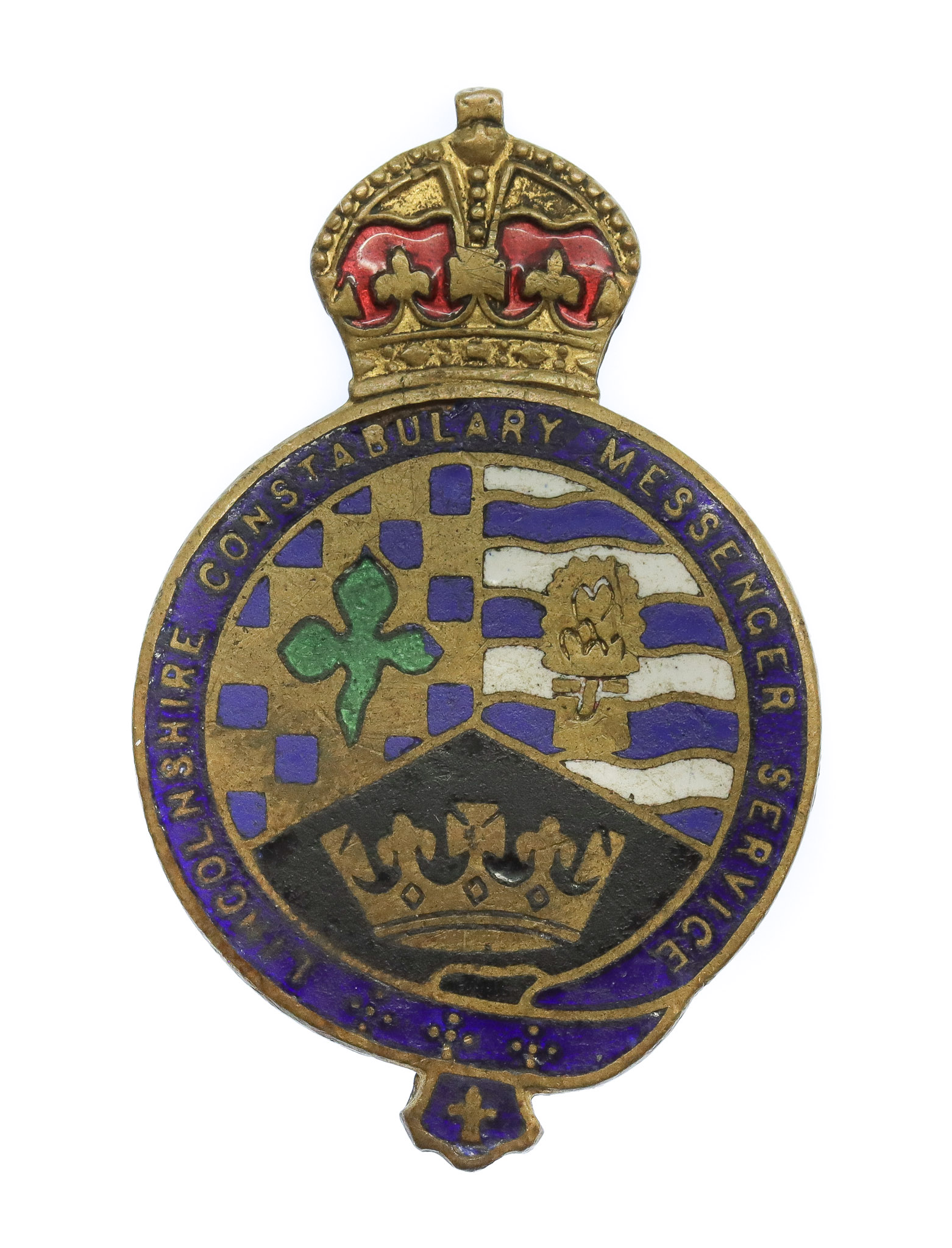 Lincolnshire Constabulary Messenger Service Enamelled Lapel Badge - King's Crown
