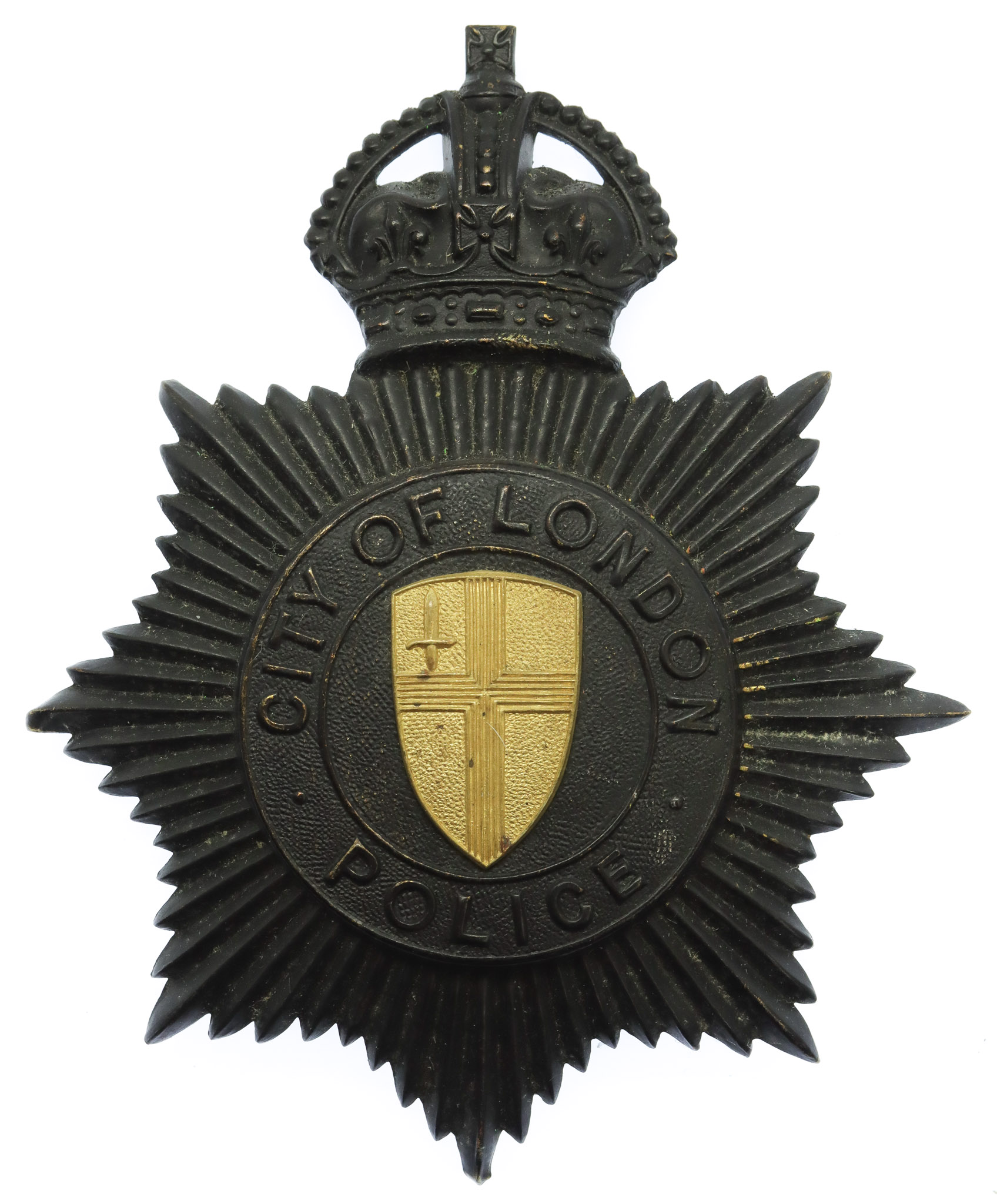 City of London Police Black Star Helmet Plate - King's Crown