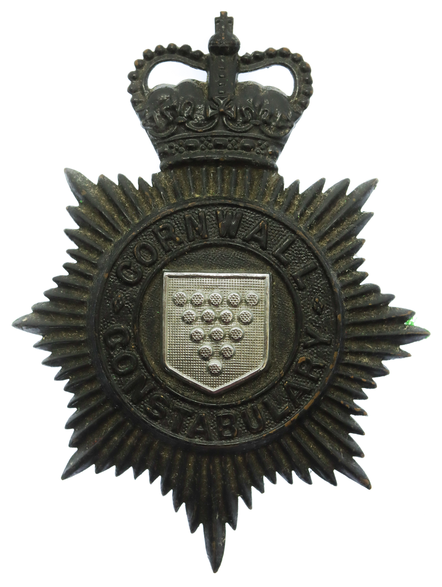 Cornwall Constabulary Night Helmet Plate - Queen's Crown