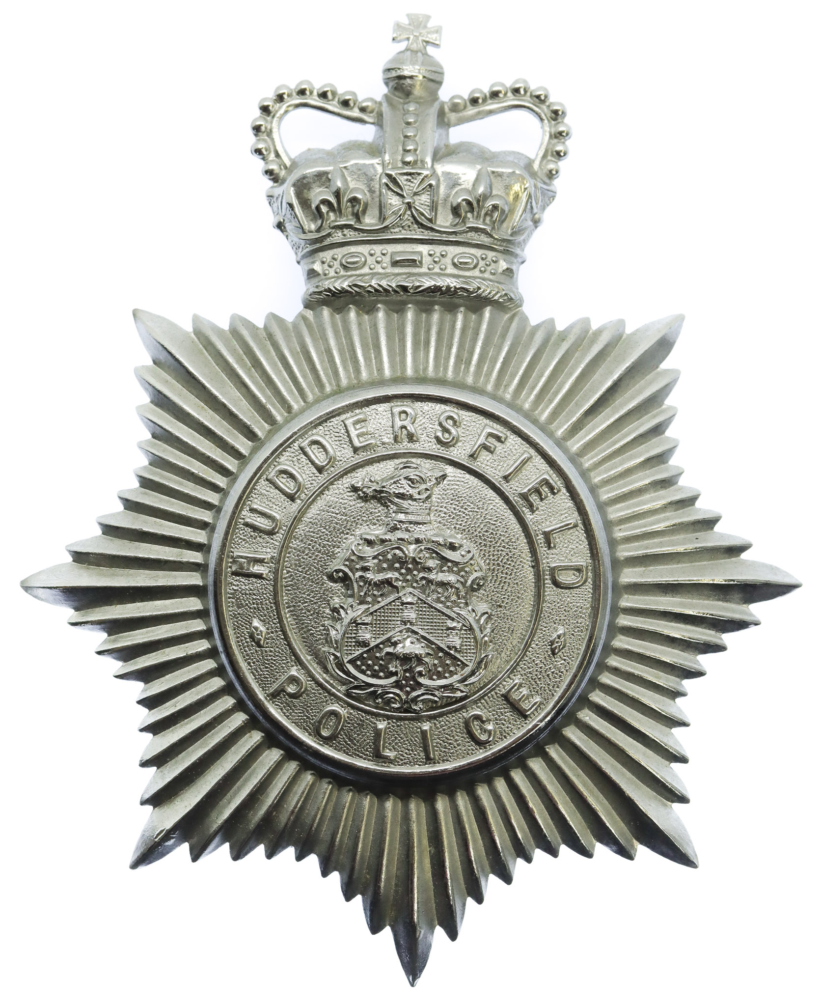 Huddersfield Police Helmet Plate - Queen's Crown
