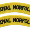 Pair of Norfolk Regiment (ROYAL NORFOLK) Cloth Shoulder Titles
