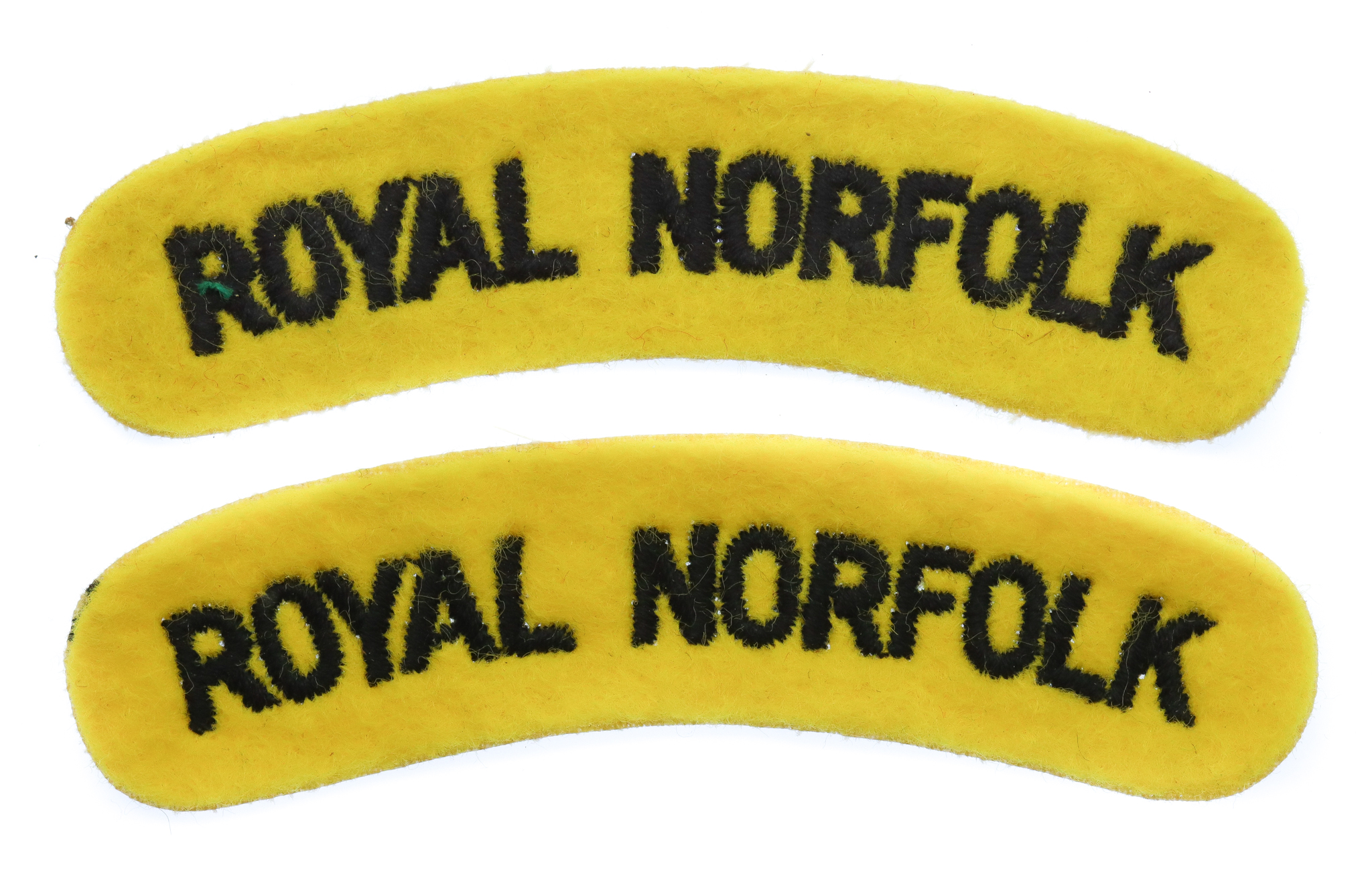Pair of Norfolk Regiment (ROYAL NORFOLK) Cloth Shoulder Titles