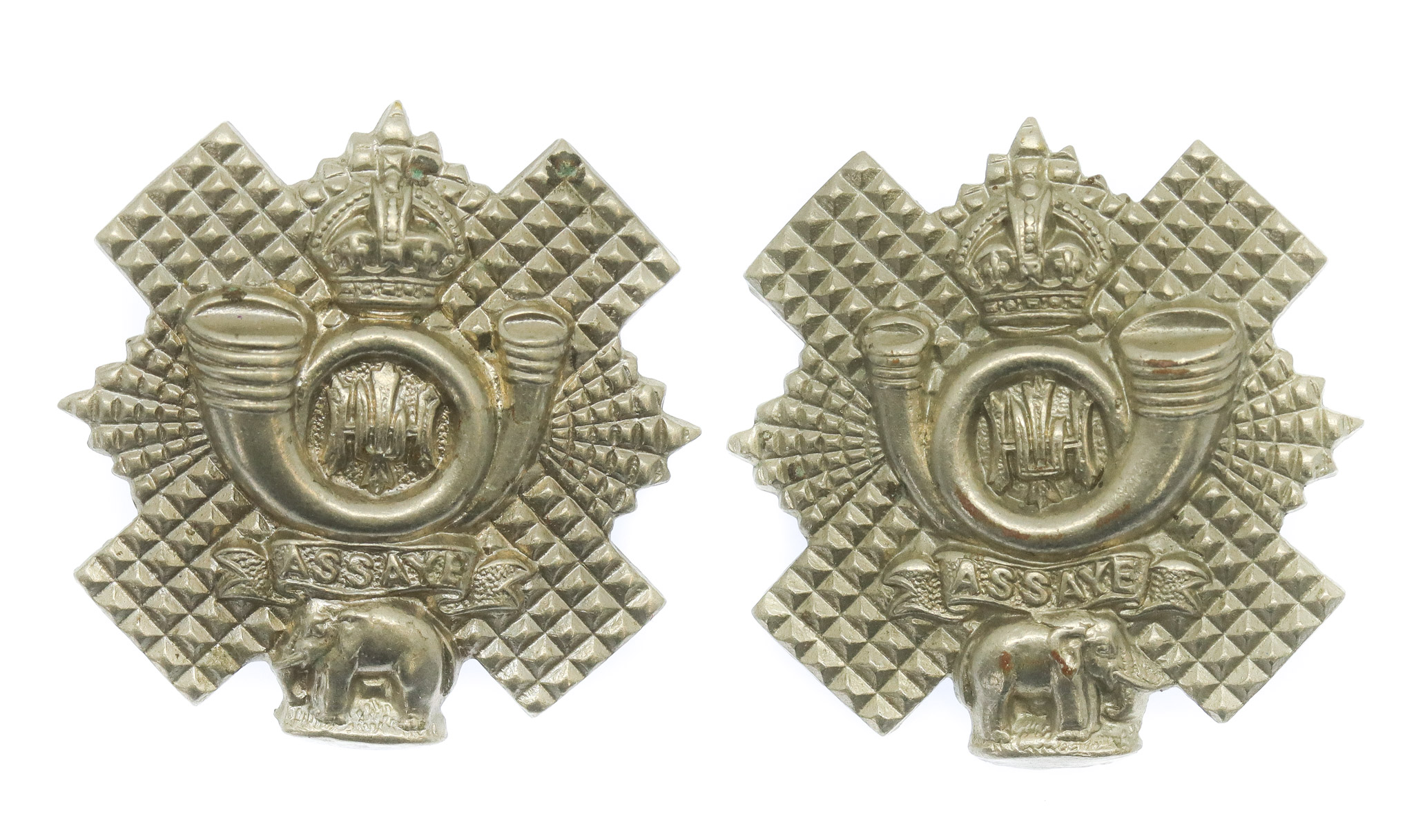 Pair of Highland Light Infantry (H.L.I.) Collar Badges - King's Crown