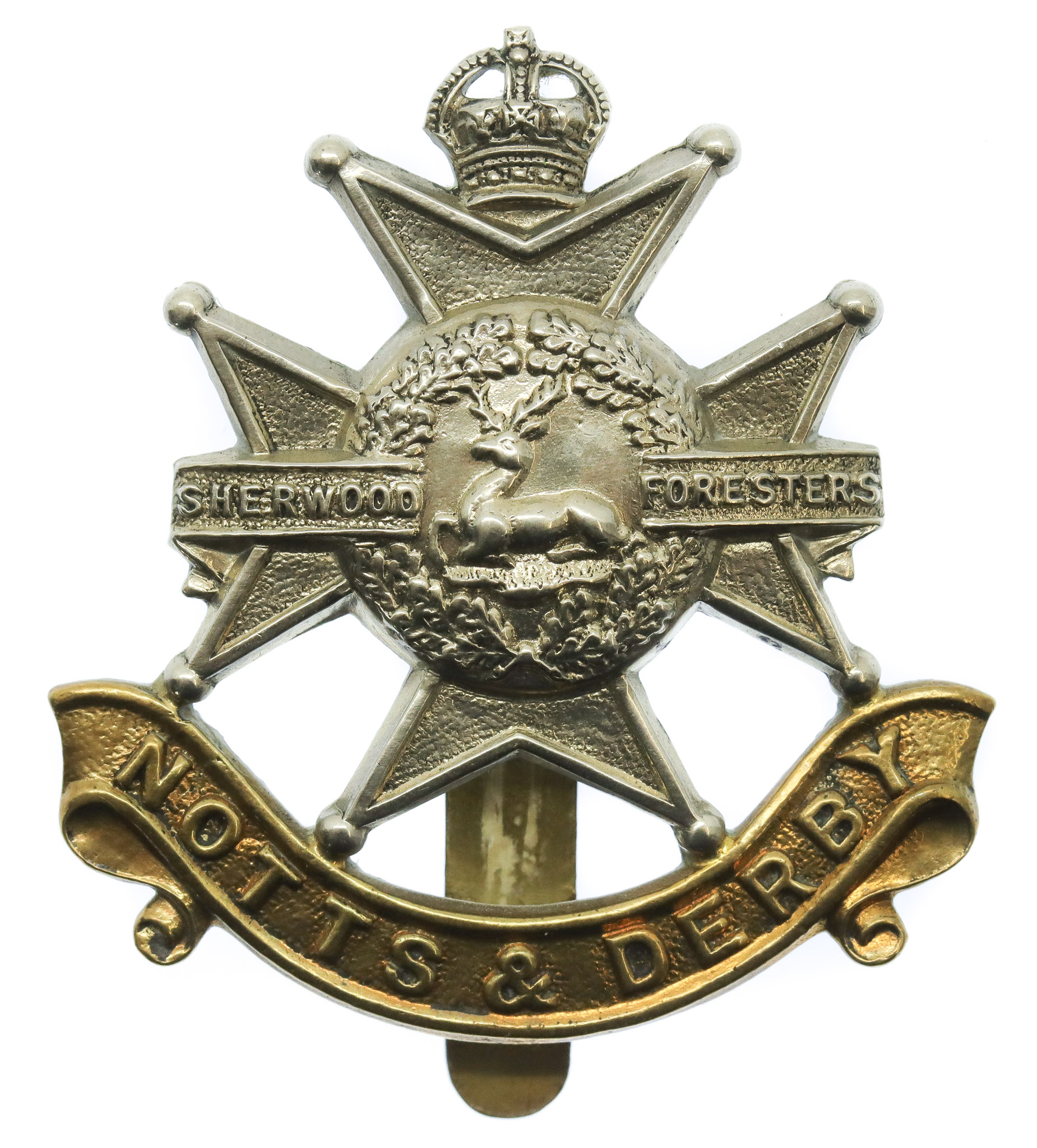 Notts & Derby Regiment (Sherwood Foresters) Cap Badge - King's Crown