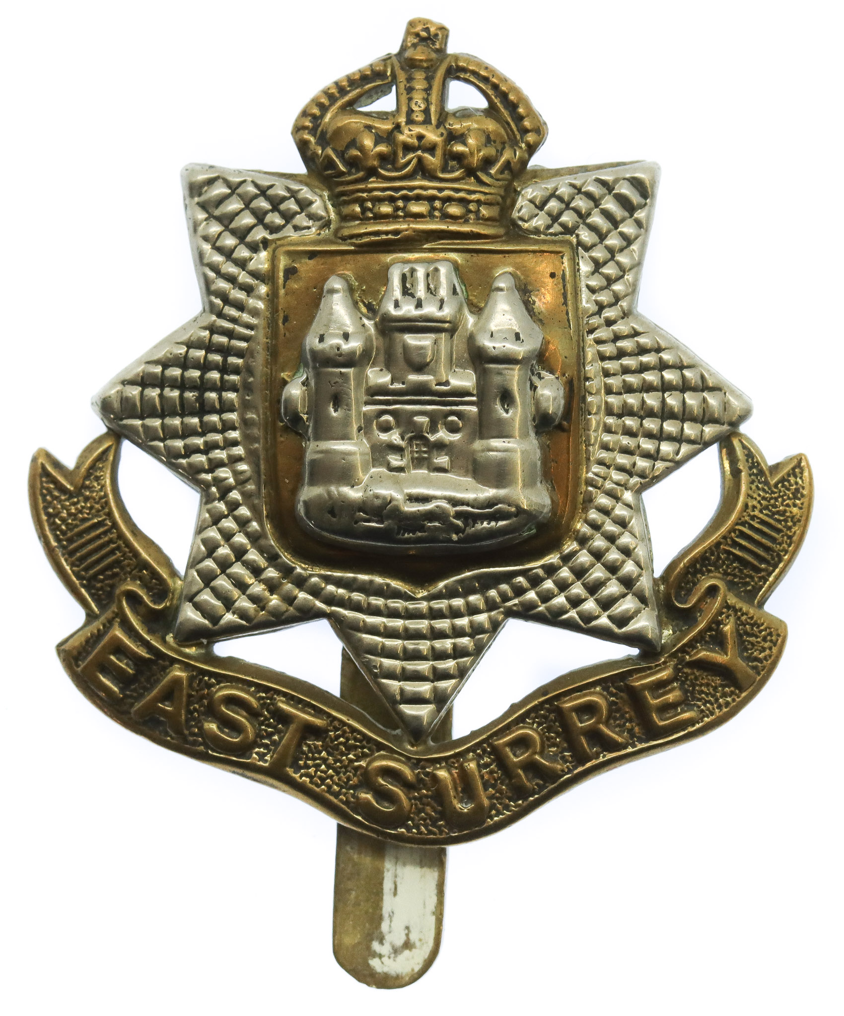 East Surrey Regiment Cap Badge - King's Crown