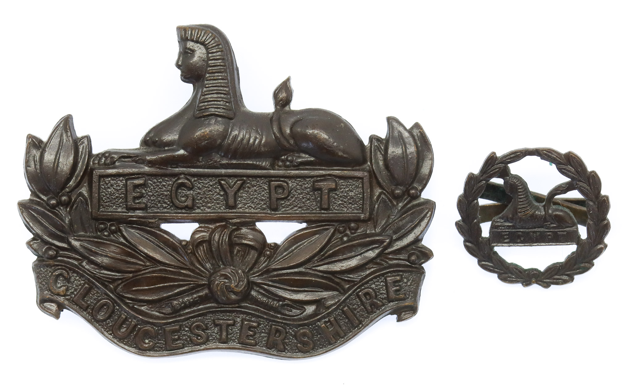 Gloucestershire Regiment Officer's Service Dress Cap & Back Cap Badges