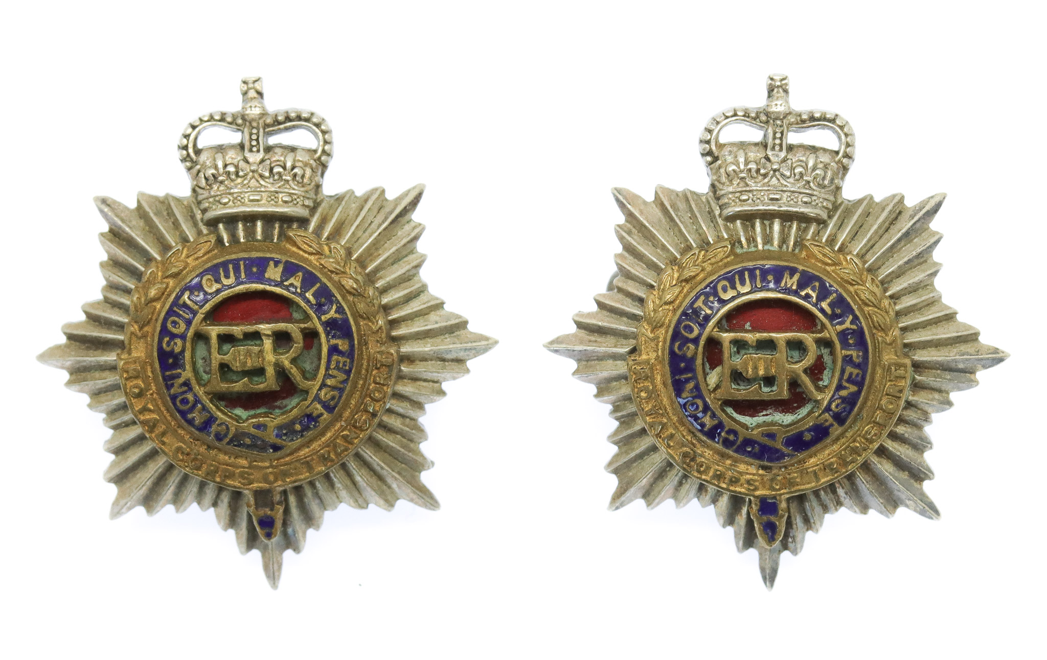Pair of Royal Corps of Transport (R.C.T.) Officer's Collar Badges