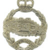 Royal Tank Regiment White Metal Cap Badge - Queen's Crown