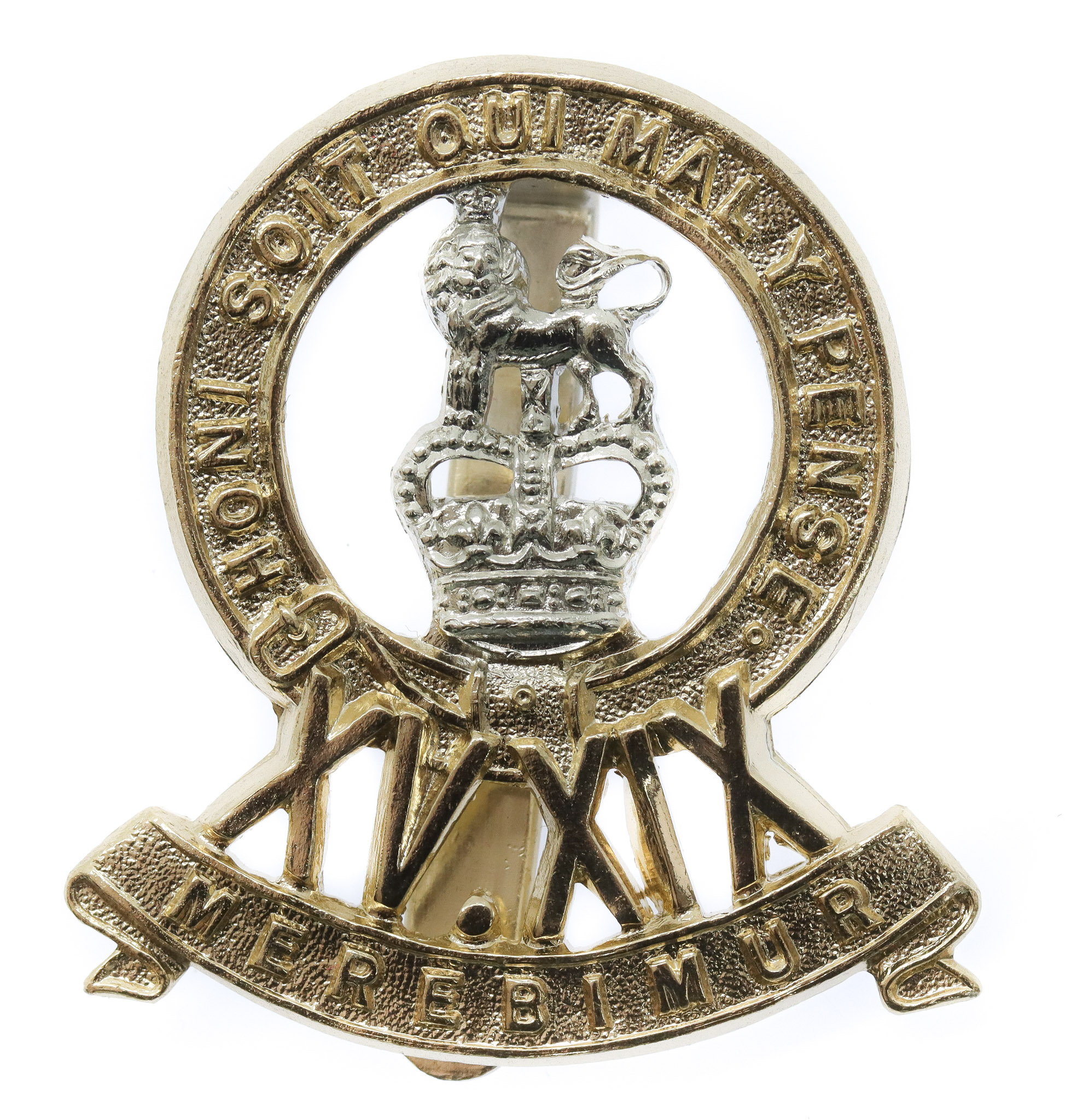 15th/19th Hussars Anodised (Staybrite) Cap Badge