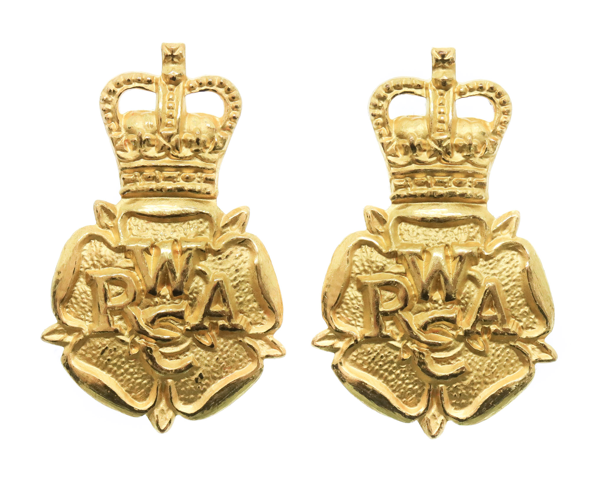 Pair of Women's Royal Army Corps (W.R.A.C.) Officer's Dress Collar Badges