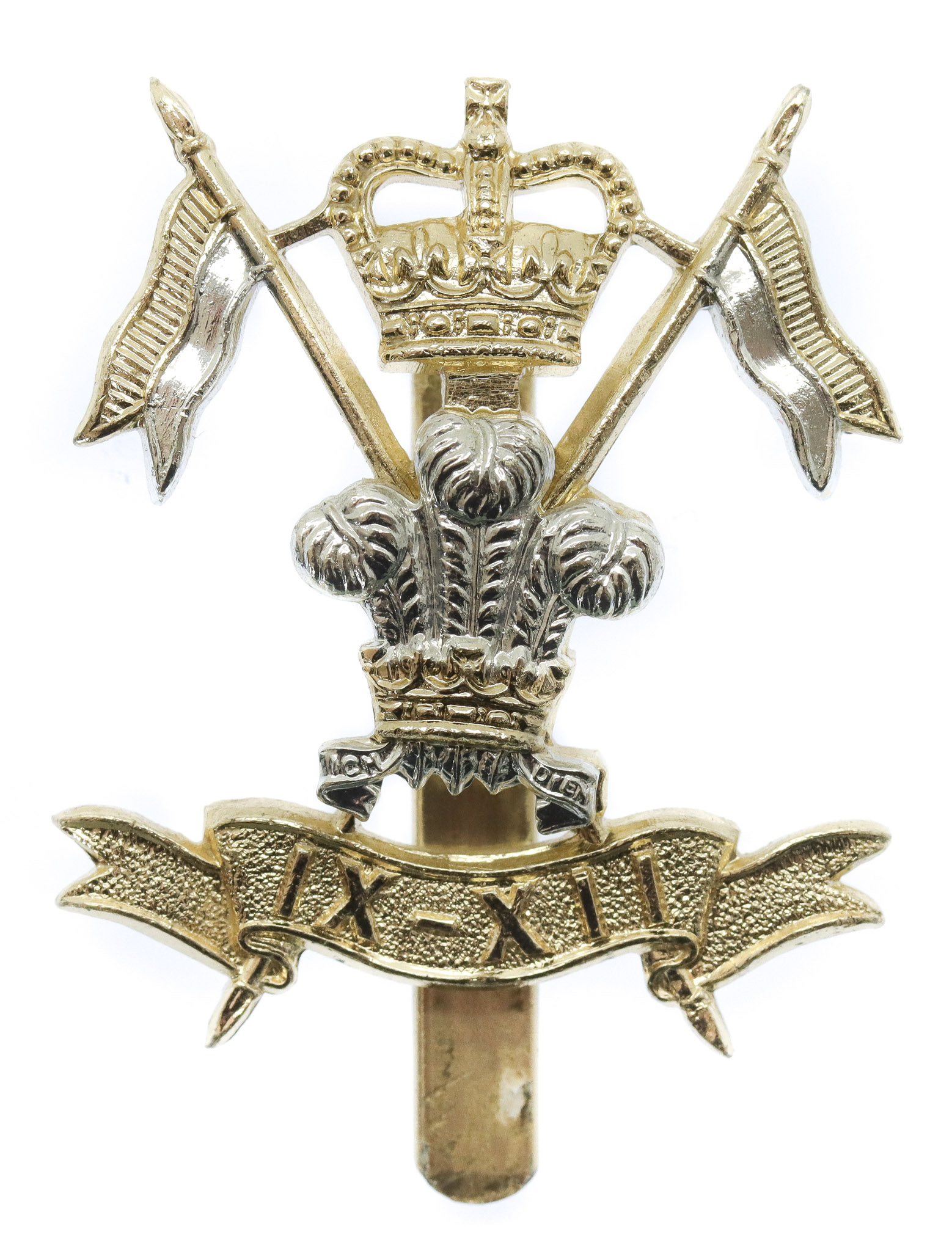 9th/12th Royal Lancers Anodised (Staybrite) Cap Badge