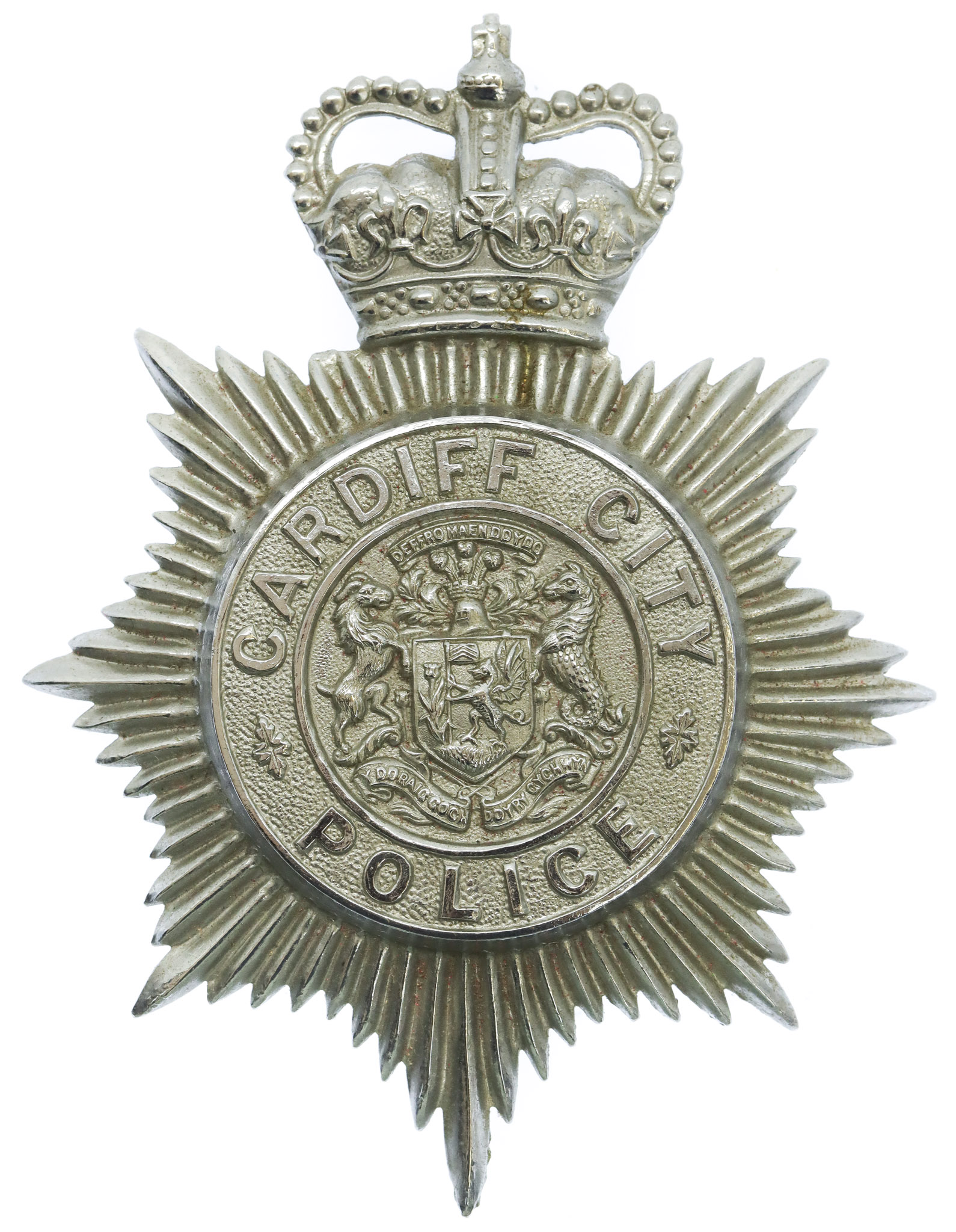 Cardiff City Police Helmet Plate - Queen's Crown