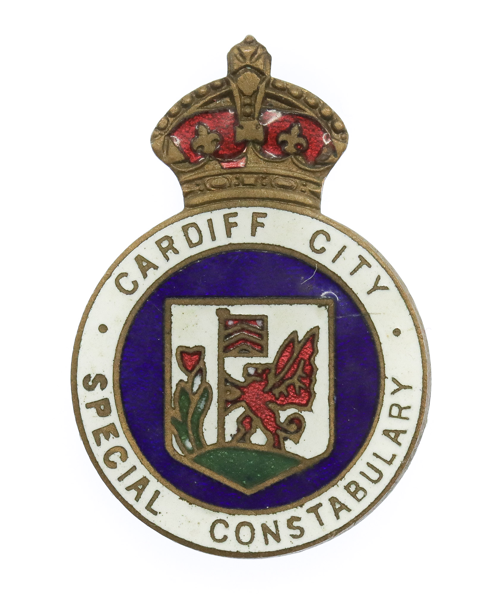 Cardiff City Special Constabulary Enamelled Lapel Badge - King's Crown