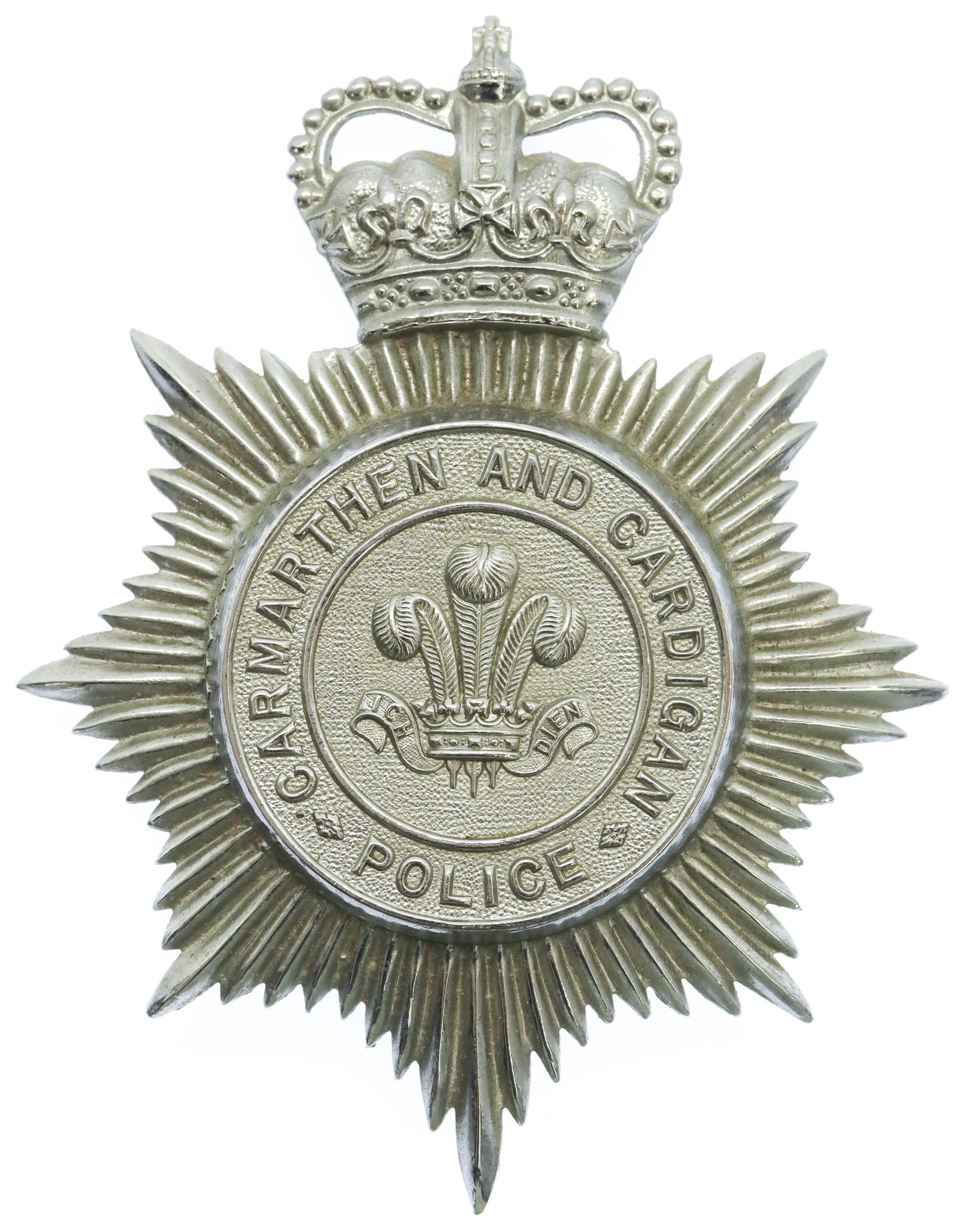 Carmarthen and Cardigan Police Helmet Plate - Queen's Crown