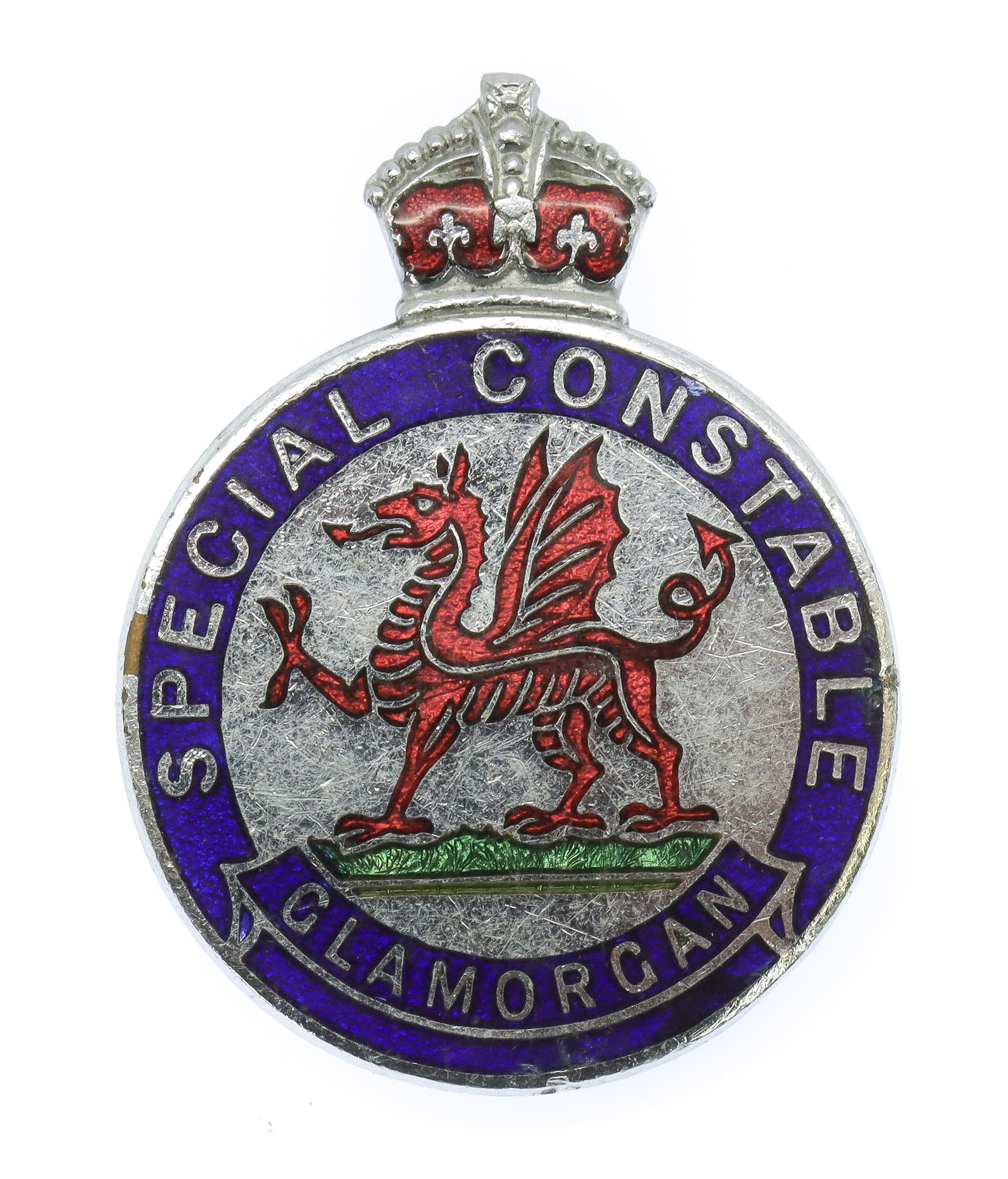 Glamorgan Special Constabulary Enamelled Lapel Badge - King's Crown