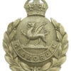 Glamorgan Constabulary White Metal Wreath Helmet Plate- King's Crown