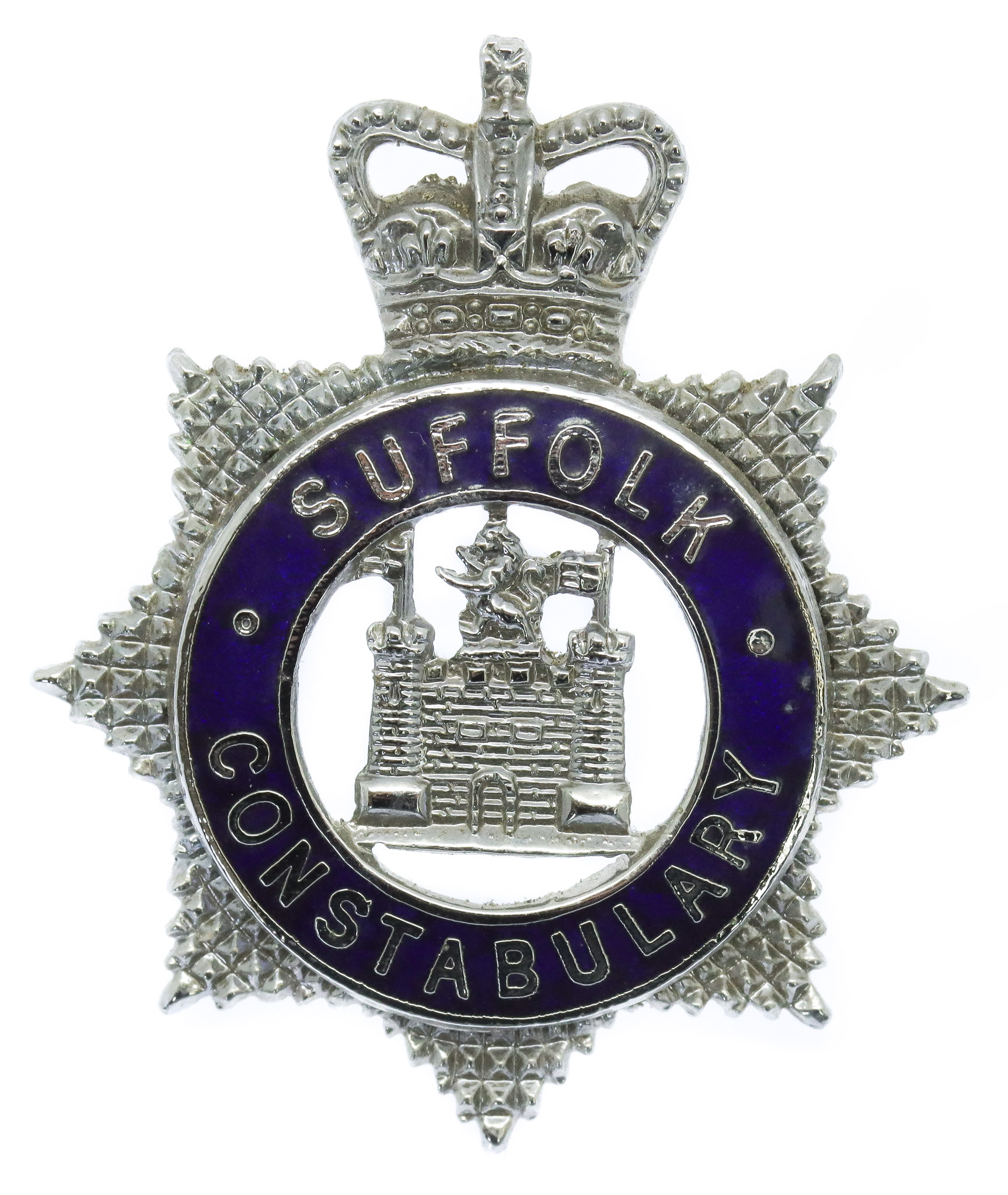 Suffolk Constabulary Senior Officer's Enamelled Cap Badge - Queen's Crown